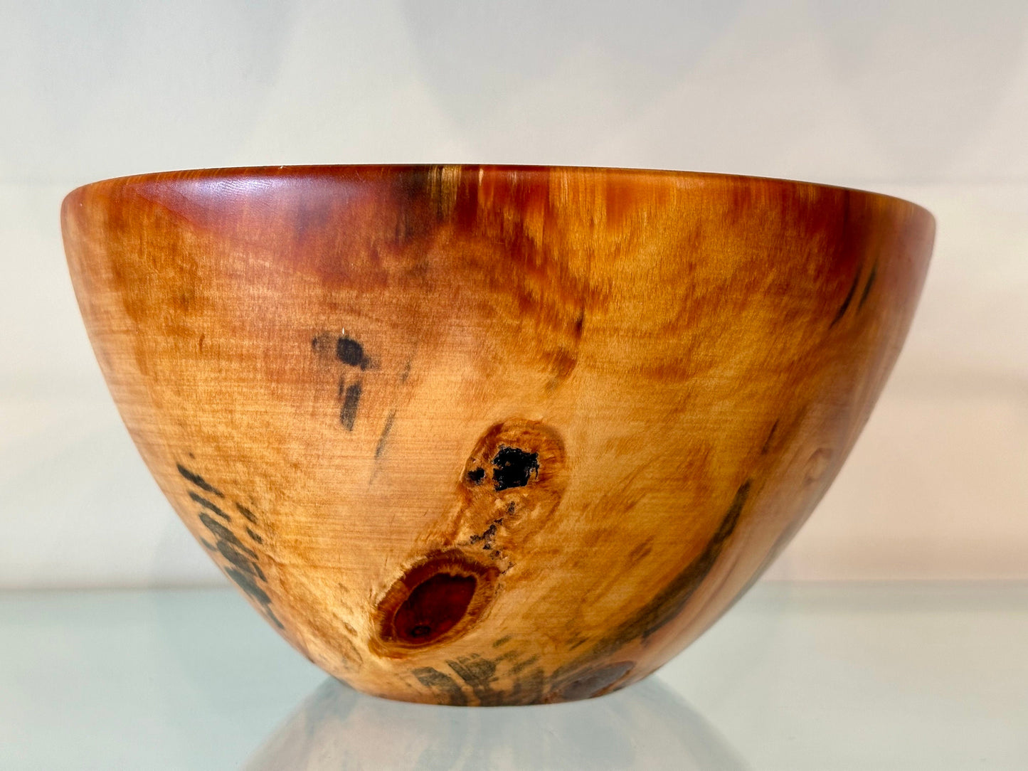 Norfork Pine wood bowl with black Alaskan anthracite inlay, Handmade in Hawaii