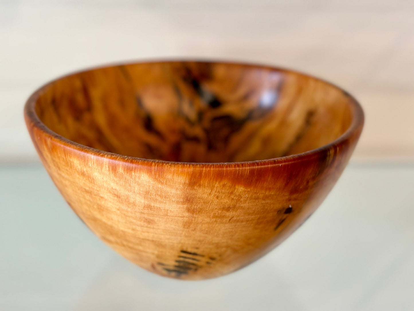 Norfork Pine wood bowl with black Alaskan anthracite inlay, Handmade in Hawaii