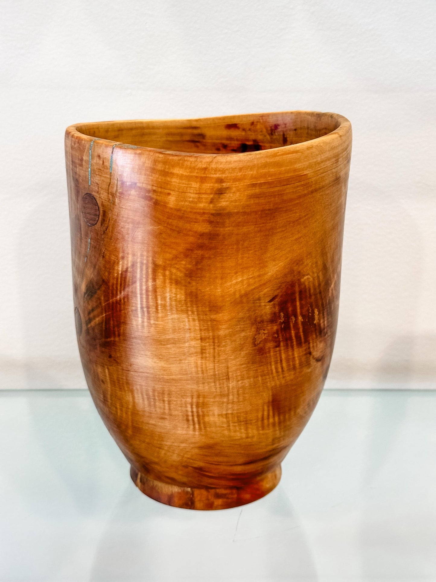 Citrus Orange Wood Bowl with Turquoise Inlay, Hand turned bowl, Handmade in Hawaii by professional bowl turner Llosh Winne