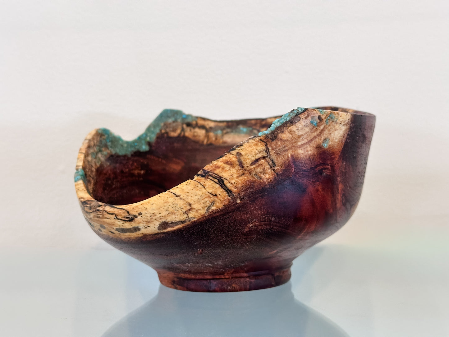 Kintsugi Inspired Koa Wood Bowl with Turquoise Inlay