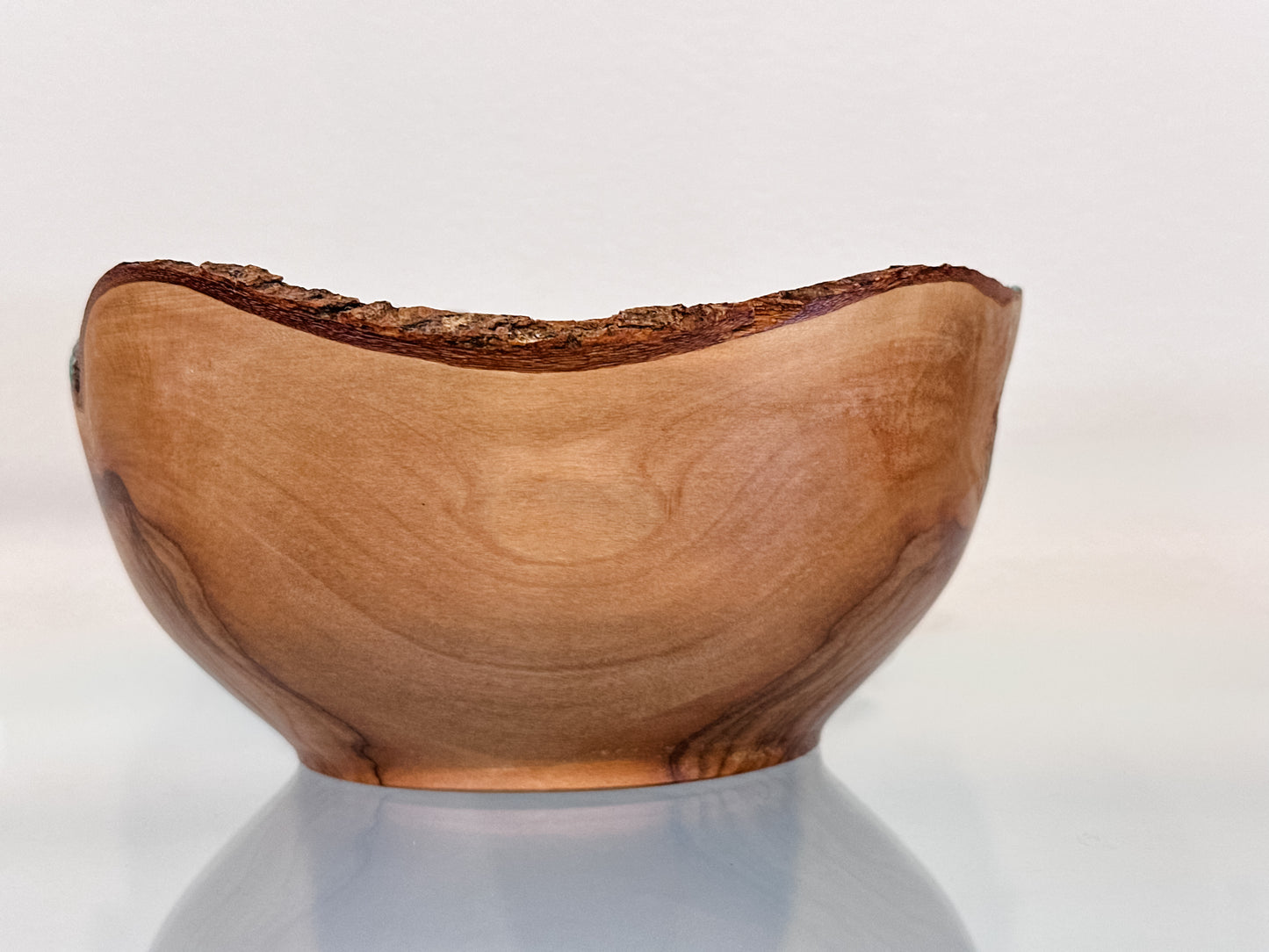 Handmade, Natural Edge Olive Wood Bowl with Turquoise Gemstone Inlay
