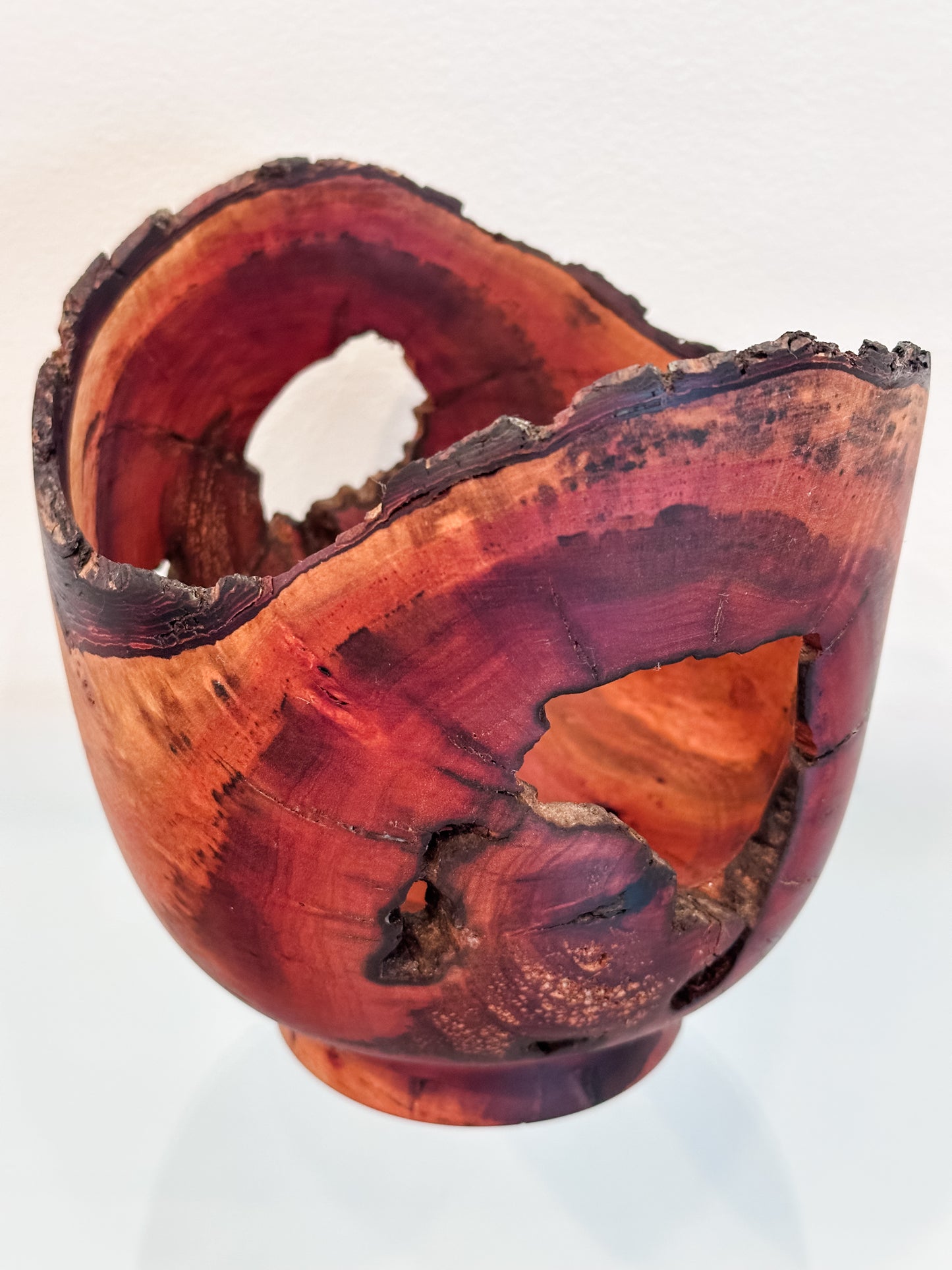 Natural Edge Christmas Berry Decorative Wood Bowl