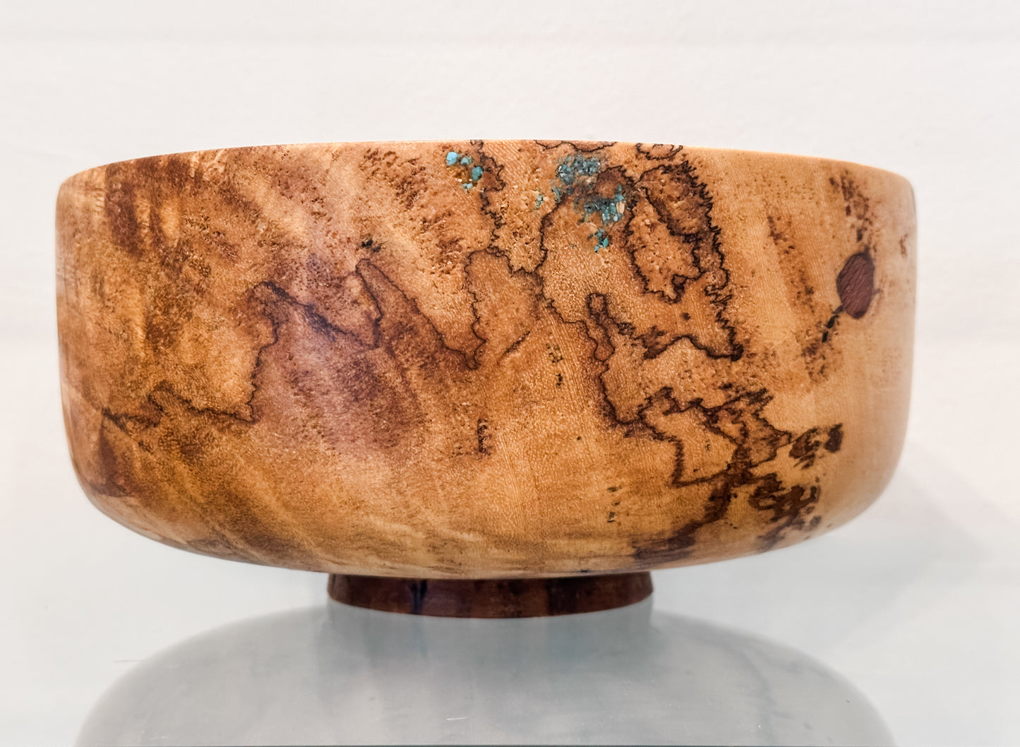 Mango Wood Bowl, Handmade, with Turquoise Inlay, Food Safe