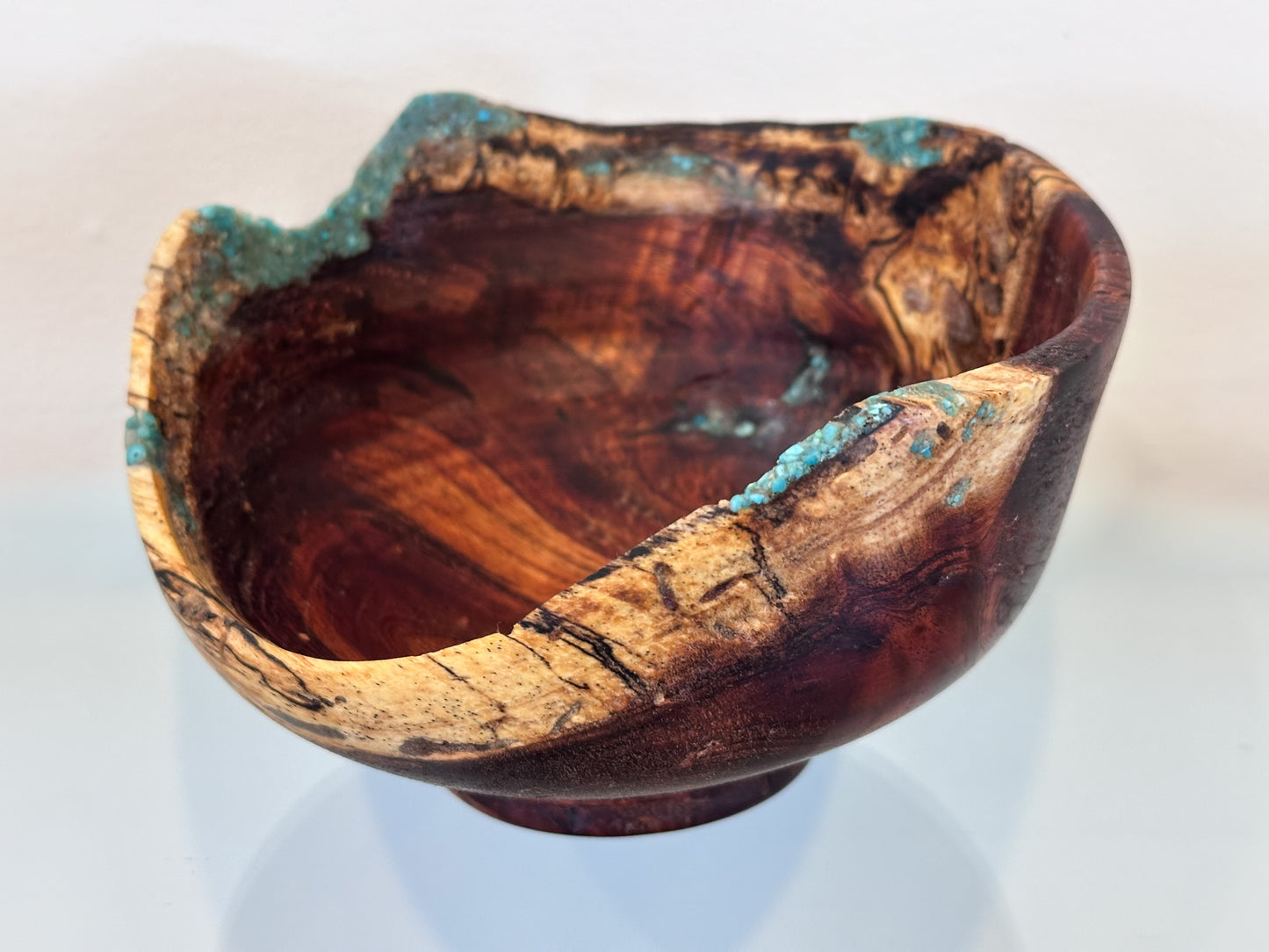 Kintsugi Inspired Koa Wood Bowl with Turquoise Inlay