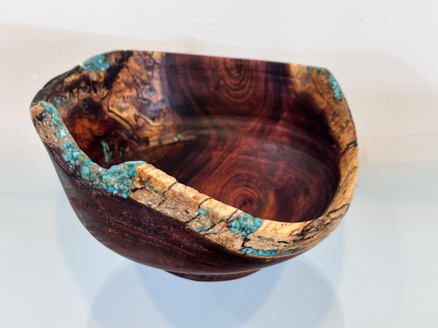 Kintsugi Inspired Koa Wood Bowl with Turquoise Inlay