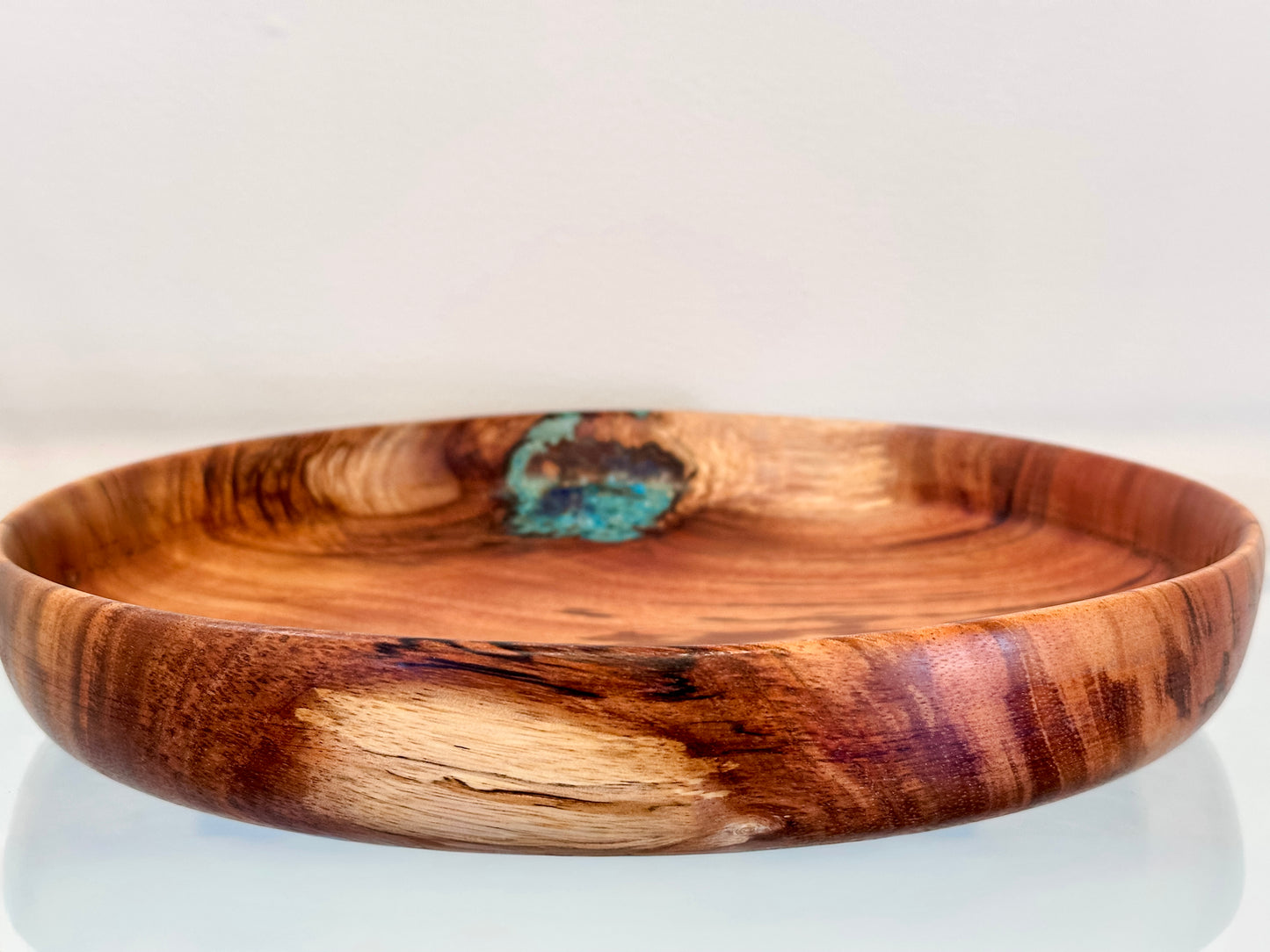 Handmade Koa Wood Bowl with Turquoise and Lapis Lazuli Inlay