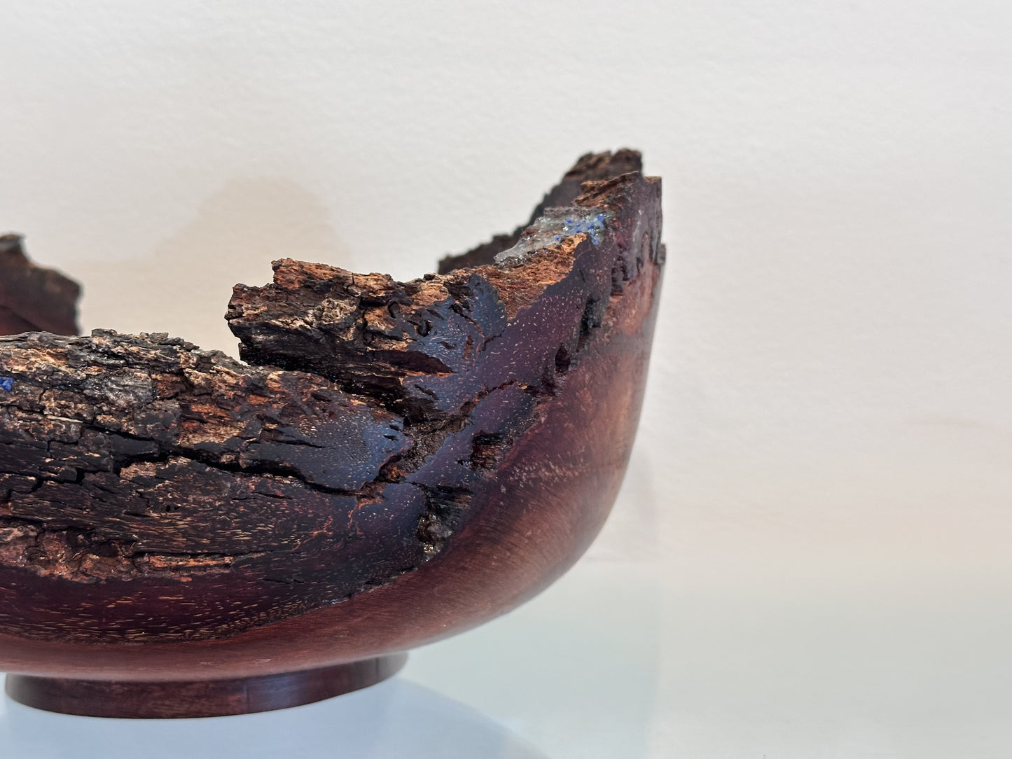 Natural Edge Ironwood Bowl, Handmade in Hawaii, with Lapis Lazuli Inlay