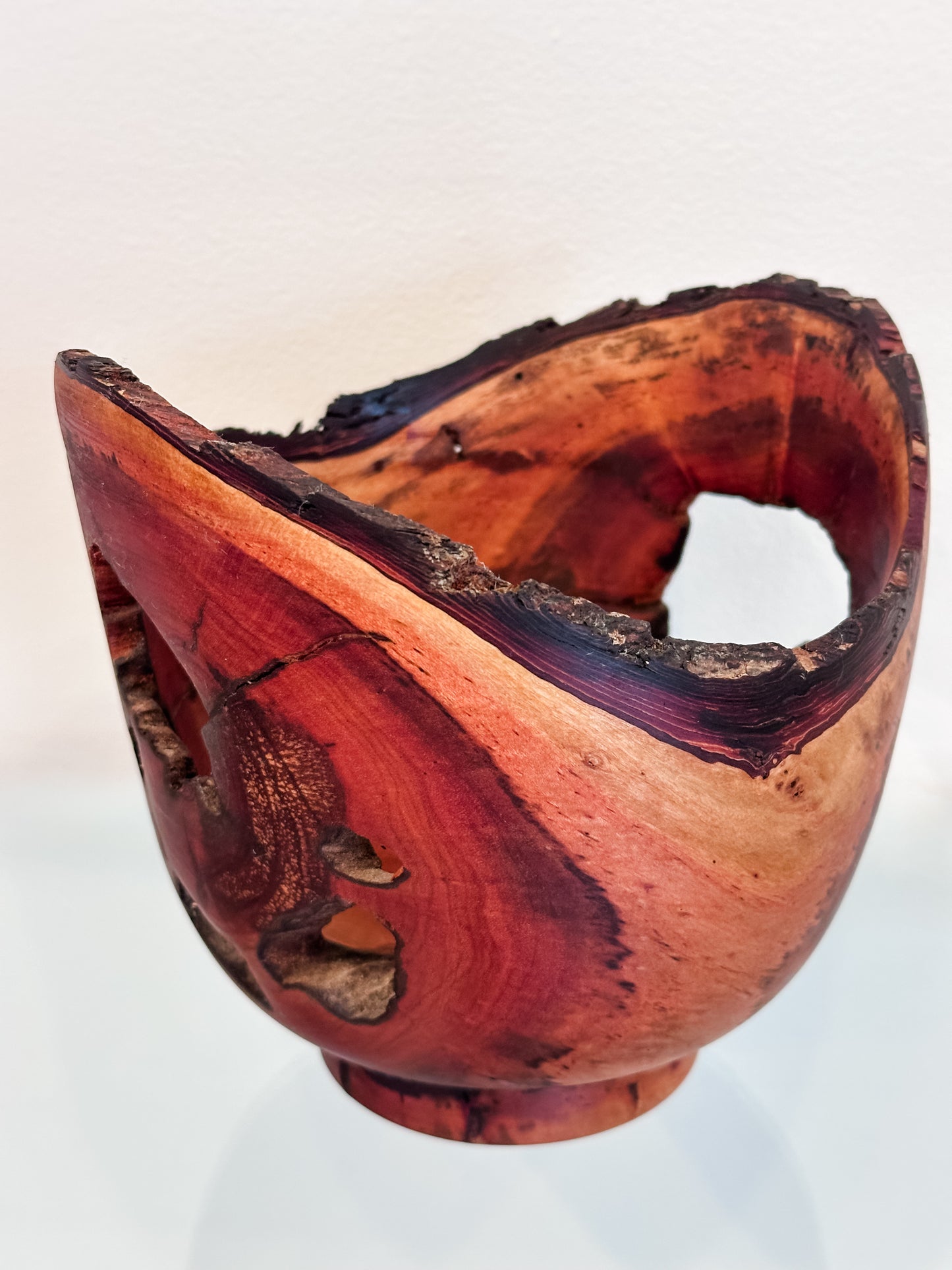 Natural Edge Christmas Berry Decorative Wood Bowl