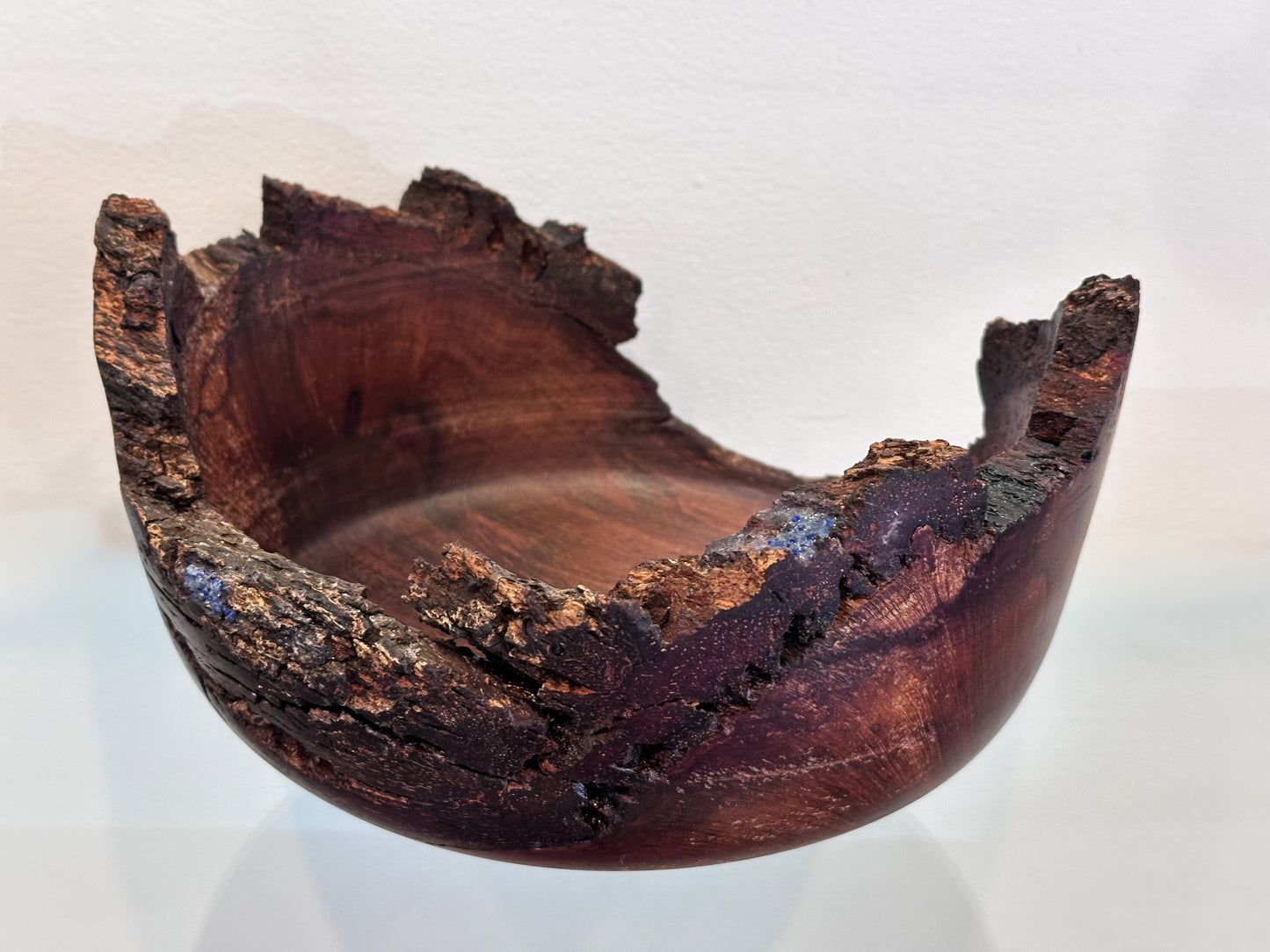Natural Edge Ironwood Bowl, Handmade in Hawaii, with Lapis Lazuli Inlay