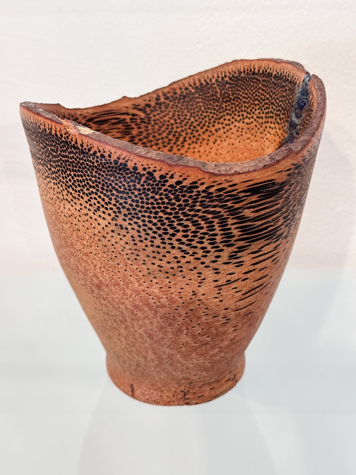 Kintsugi Manila Palm Wood Bowl, Handmade in Hawaii, with Turquoise and Lapis Lazuli Stone Inlay