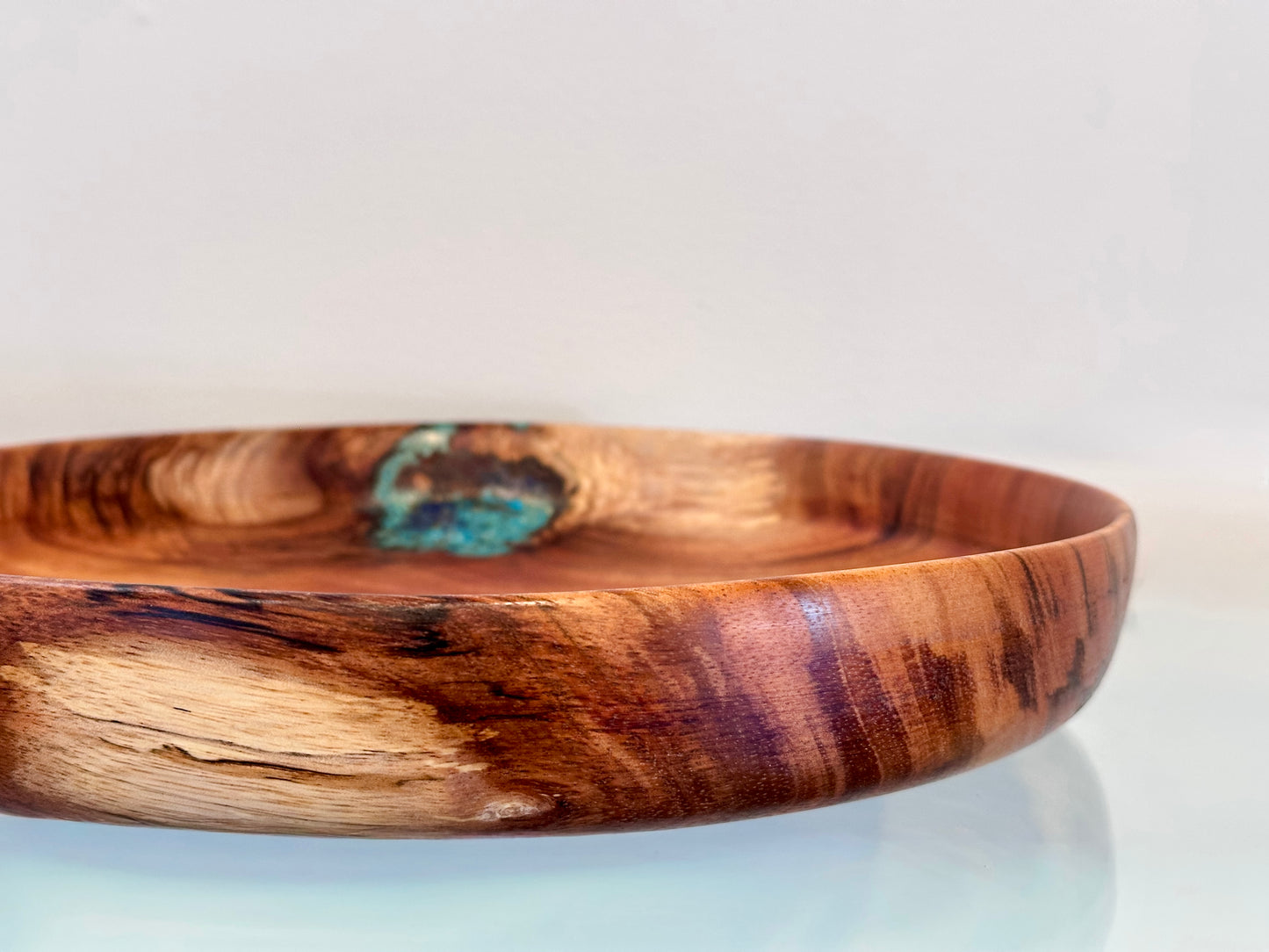 Handmade Koa Wood Bowl with Turquoise and Lapis Lazuli Inlay