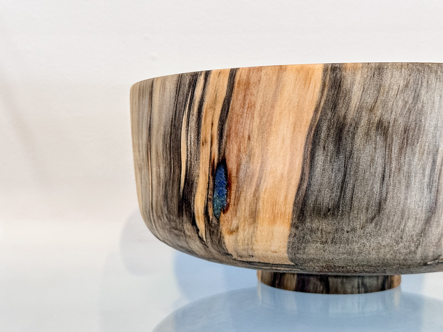 Norfolk Pine Wood Bowl with Turquoise and Lapis Lazuli Gemstone Inlay, Handmade in Hawaii, Food Safe, Organic Finishes