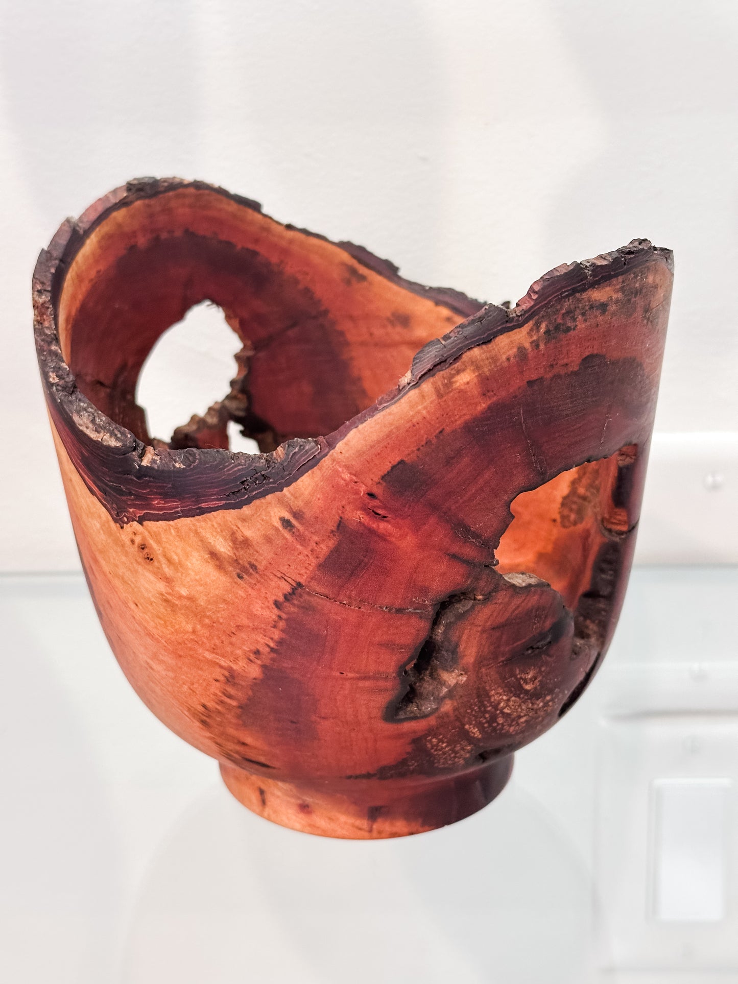 Natural Edge Christmas Berry Decorative Wood Bowl