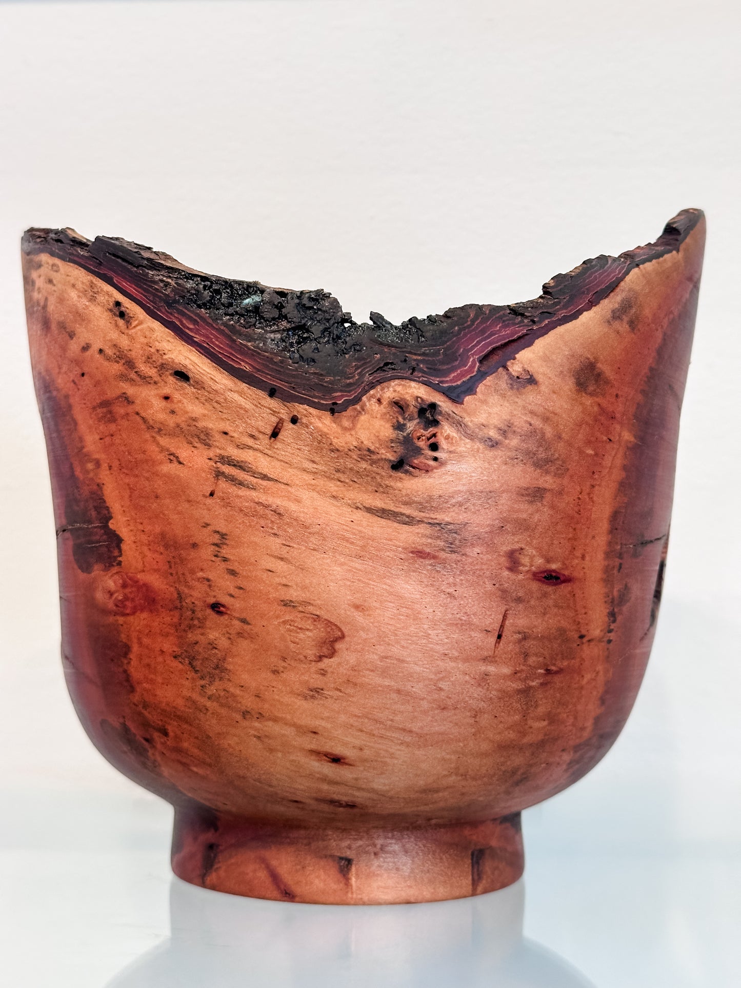 Natural Edge Christmas Berry Decorative Wood Bowl