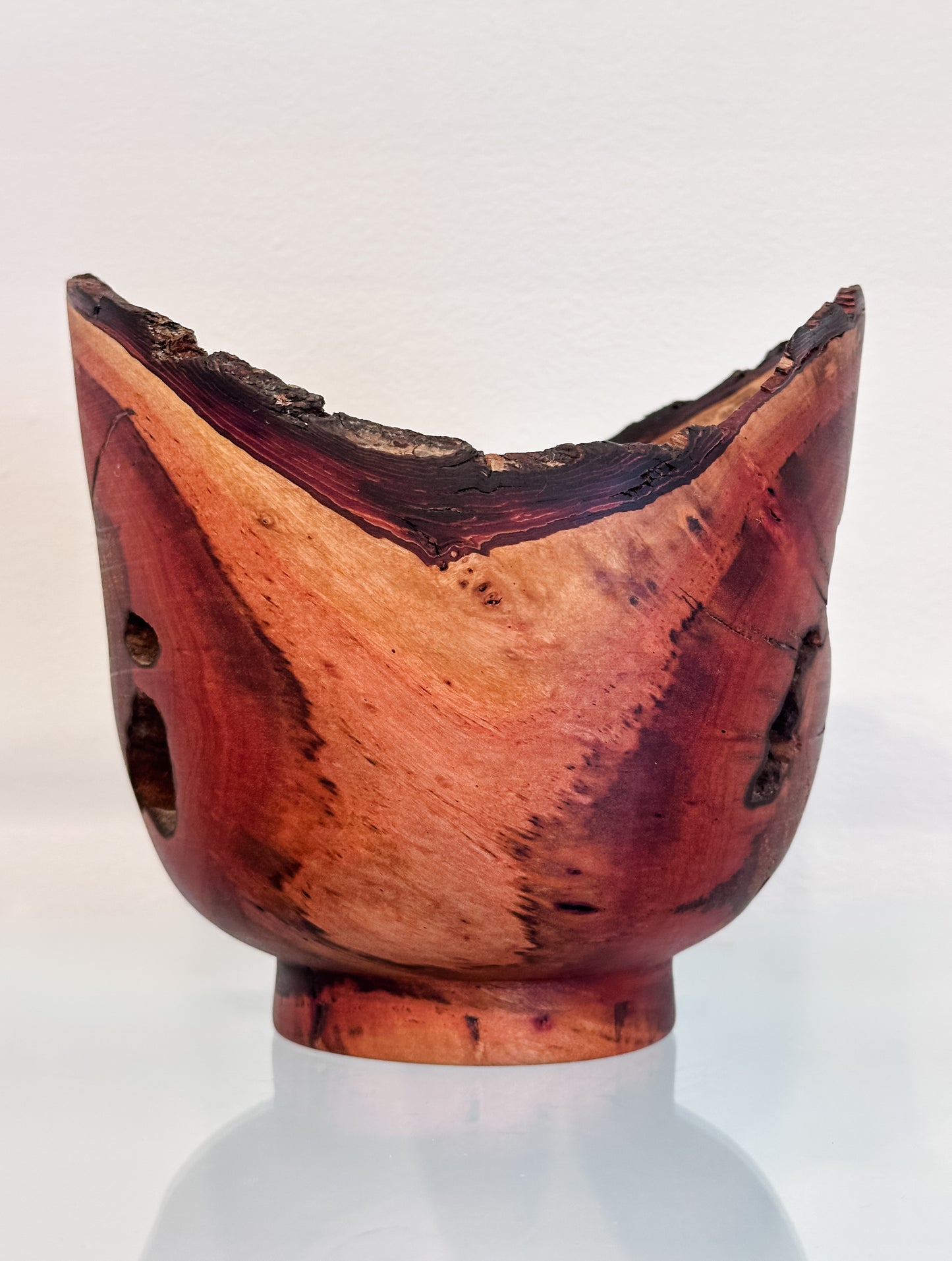 Natural Edge Christmas Berry Decorative Wood Bowl