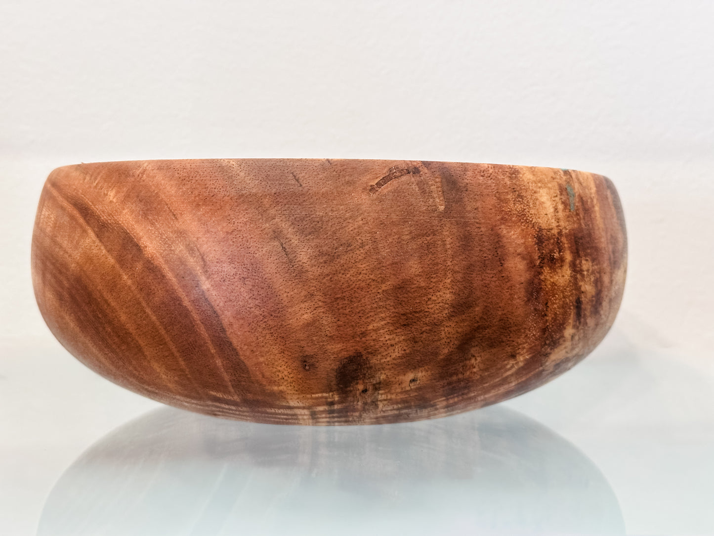 Hand-Turned Mango Wood Salad Bowl, Calabash Shape, Food Safe, Turquoise Inlay