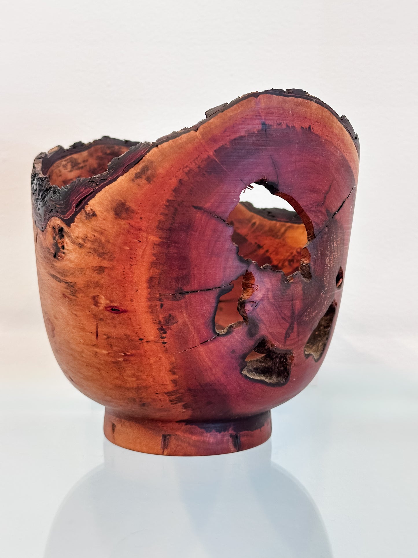 Natural Edge Christmas Berry Decorative Wood Bowl