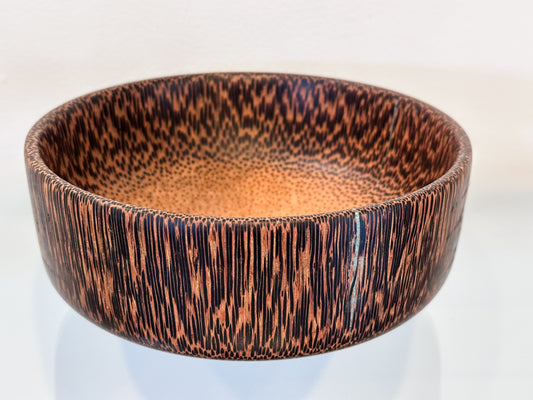 Manila Palm Wood Bowl, Handmade in Hawaii, with Turquoise Stone Inlay, Japanese Kintsugi-Inspired