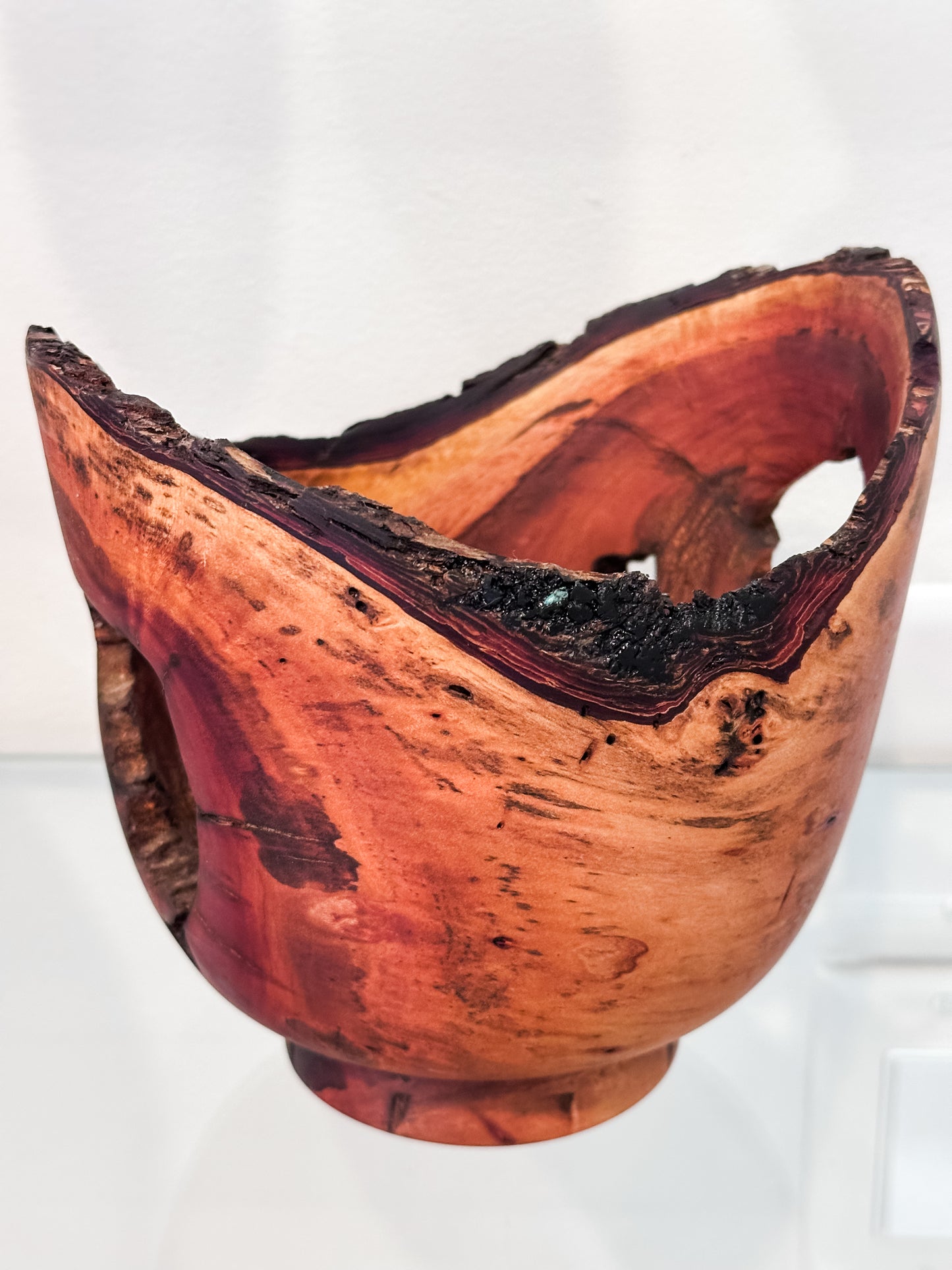 Natural Edge Christmas Berry Decorative Wood Bowl