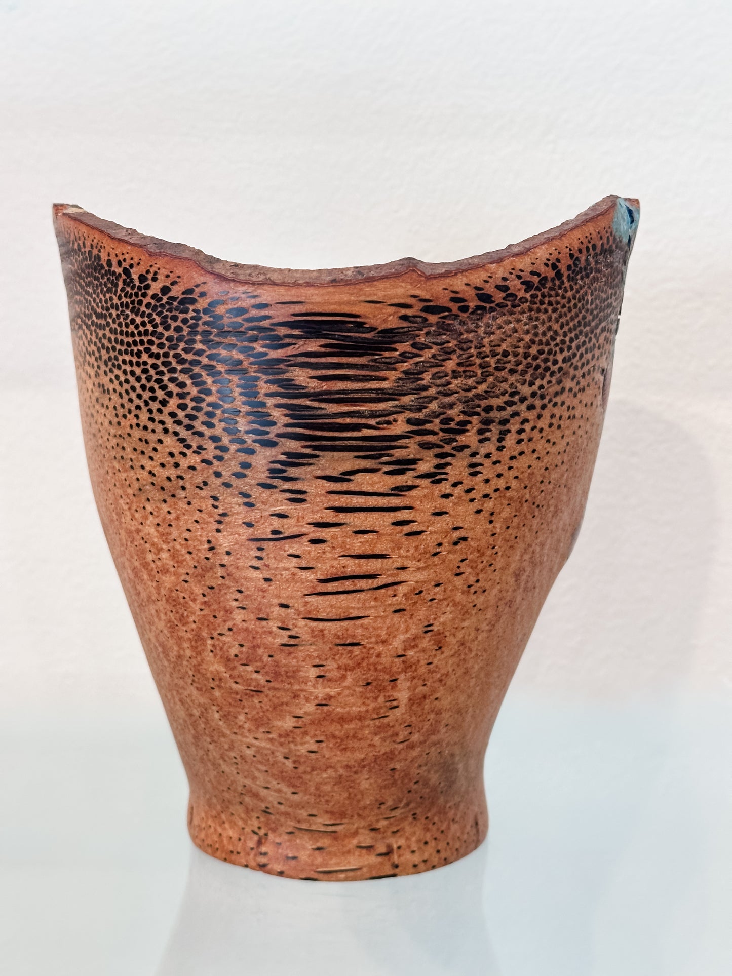 Kintsugi Manila Palm Wood Bowl, Handmade in Hawaii, with Turquoise and Lapis Lazuli Stone Inlay