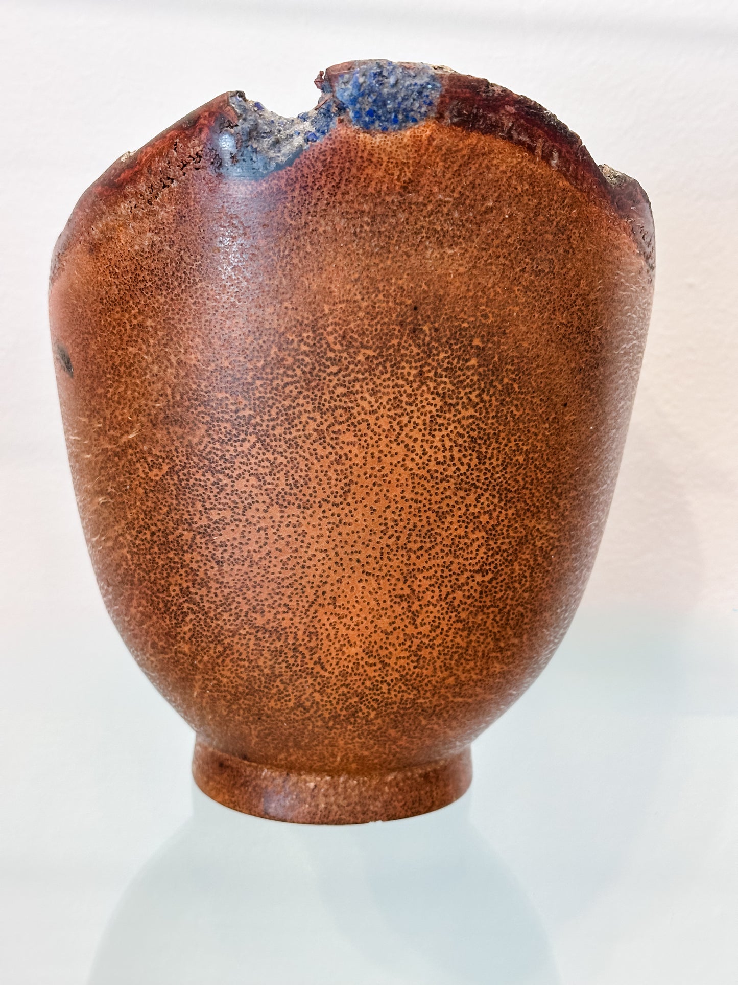 Coconut Wood Bowl, Bark Inclusion with Lapis Lazuli Inlay, Handmade in Hawaii, Decorative Wood Bowl