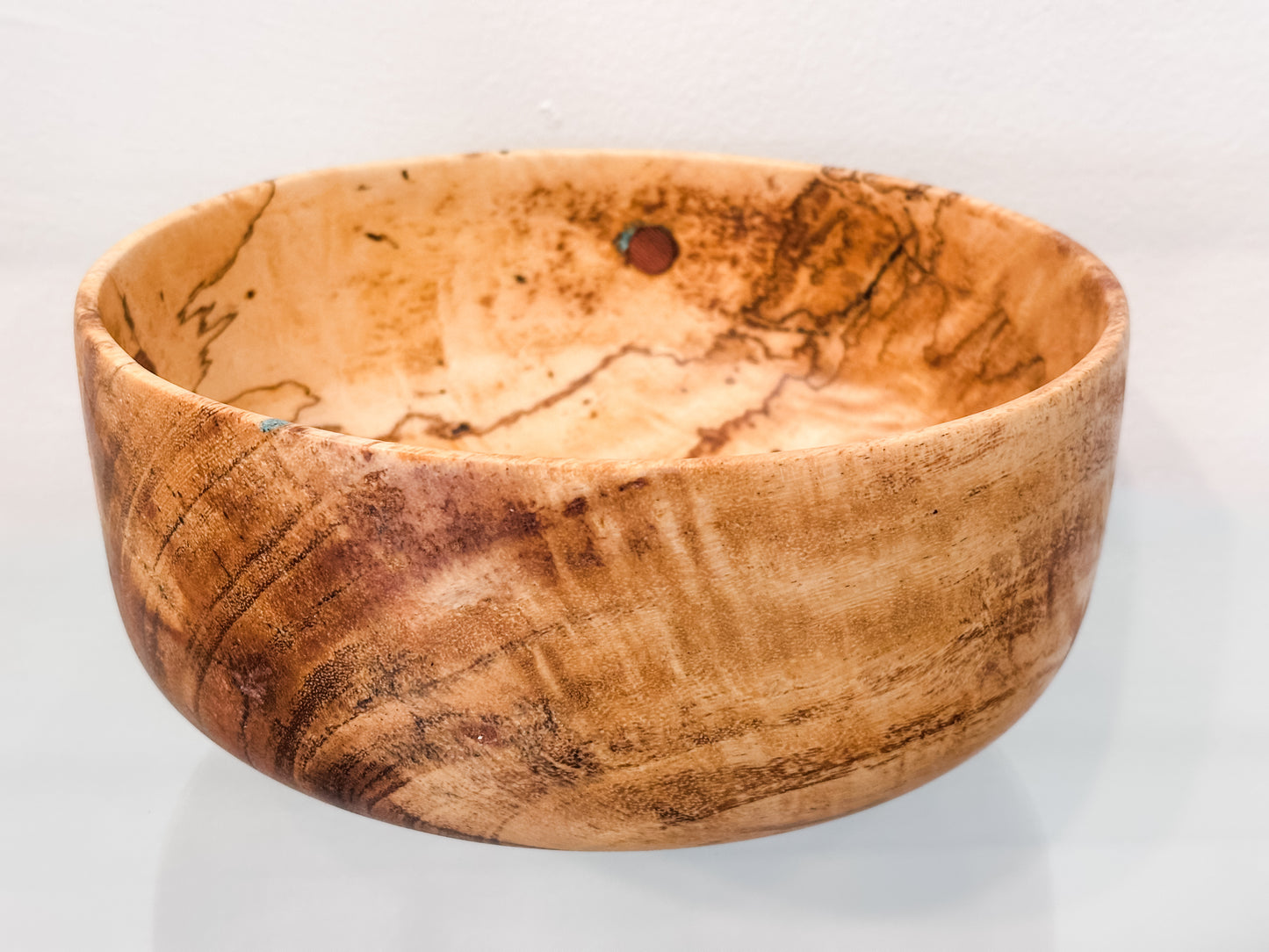 Mango Wood Bowl, Handmade, with Turquoise Inlay, Food Safe