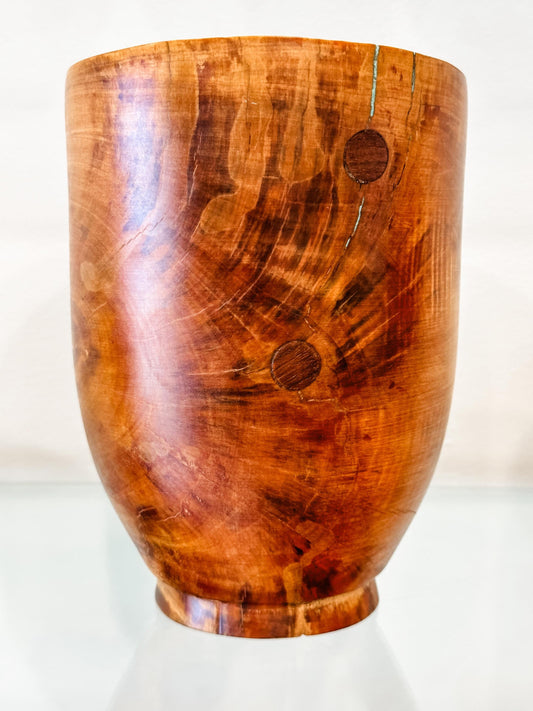 Citrus Orange Wood Bowl with Turquoise Inlay, Hand turned bowl, Handmade in Hawaii by professional bowl turner Llosh Winne