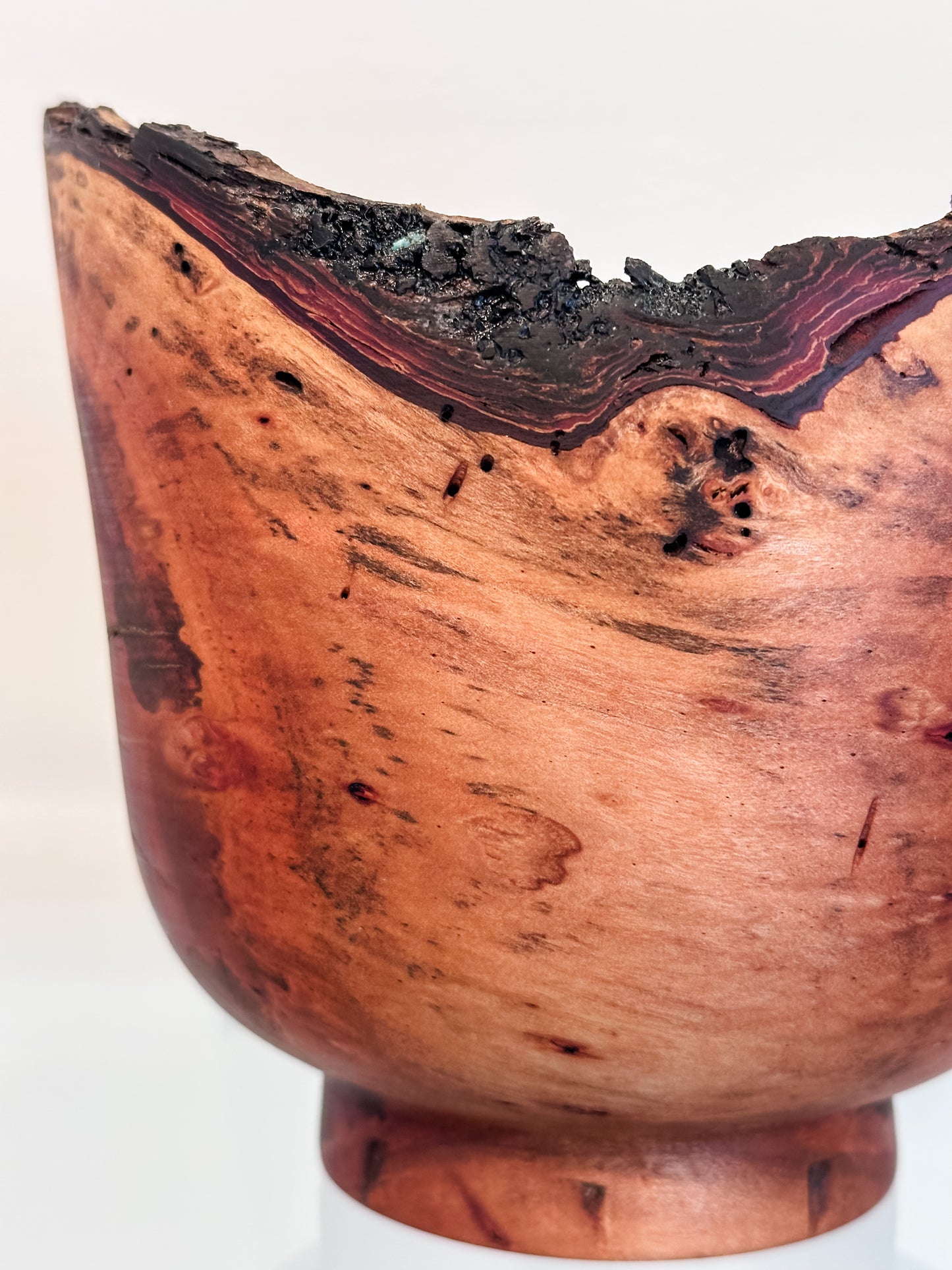 Natural Edge Christmas Berry Decorative Wood Bowl