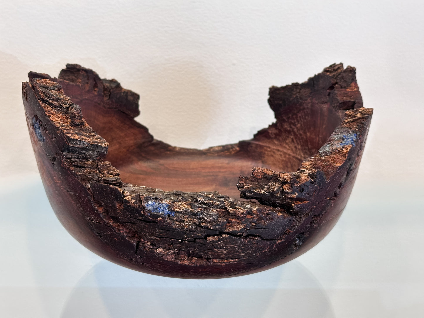 Natural Edge Ironwood Bowl, Handmade in Hawaii, with Lapis Lazuli Inlay