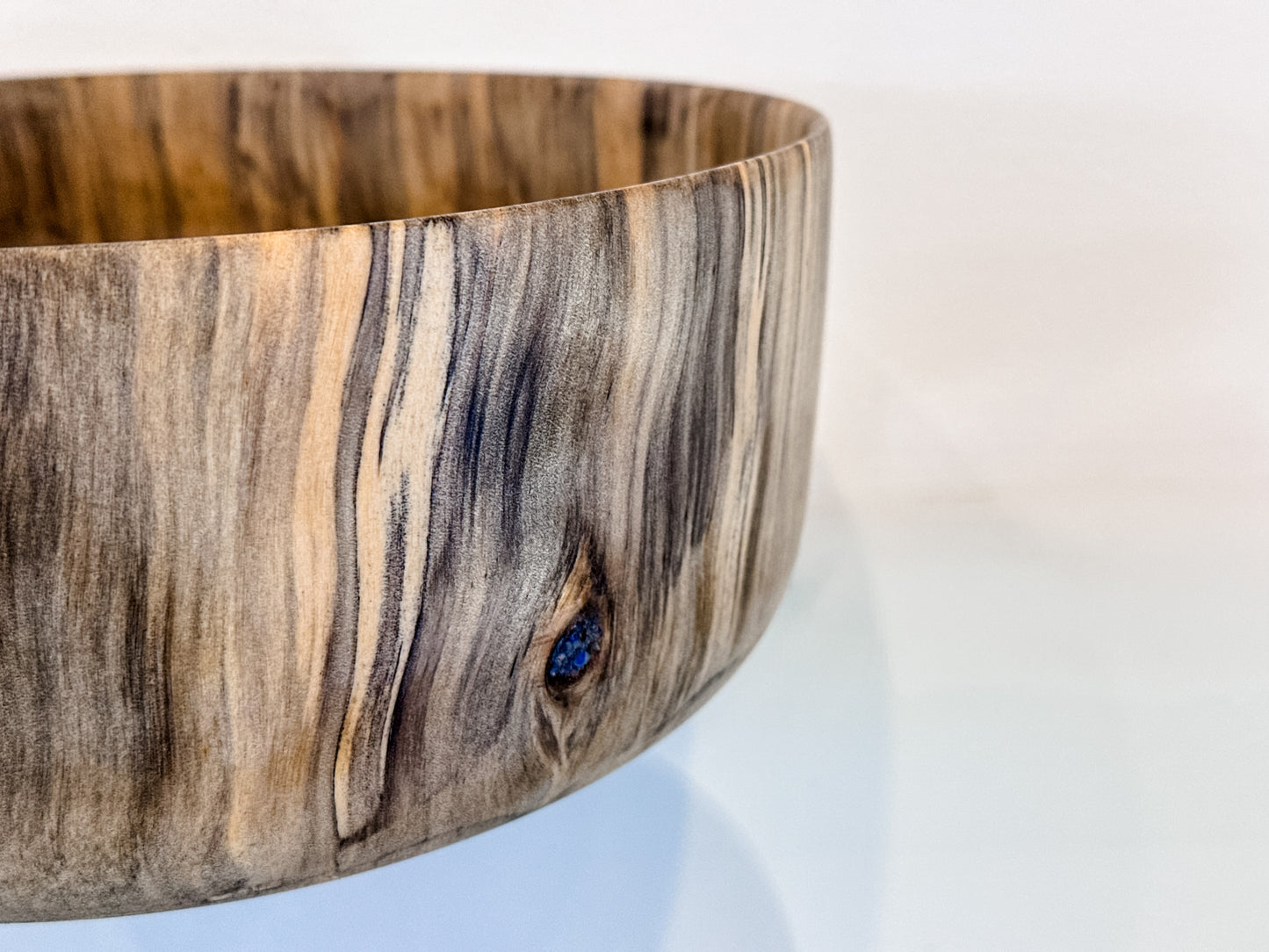 Norfolk Pine Wood Bowl with Turquoise and Lapis Lazuli Gemstone Inlay, Handmade in Hawaii, Food Safe, Organic Finishes