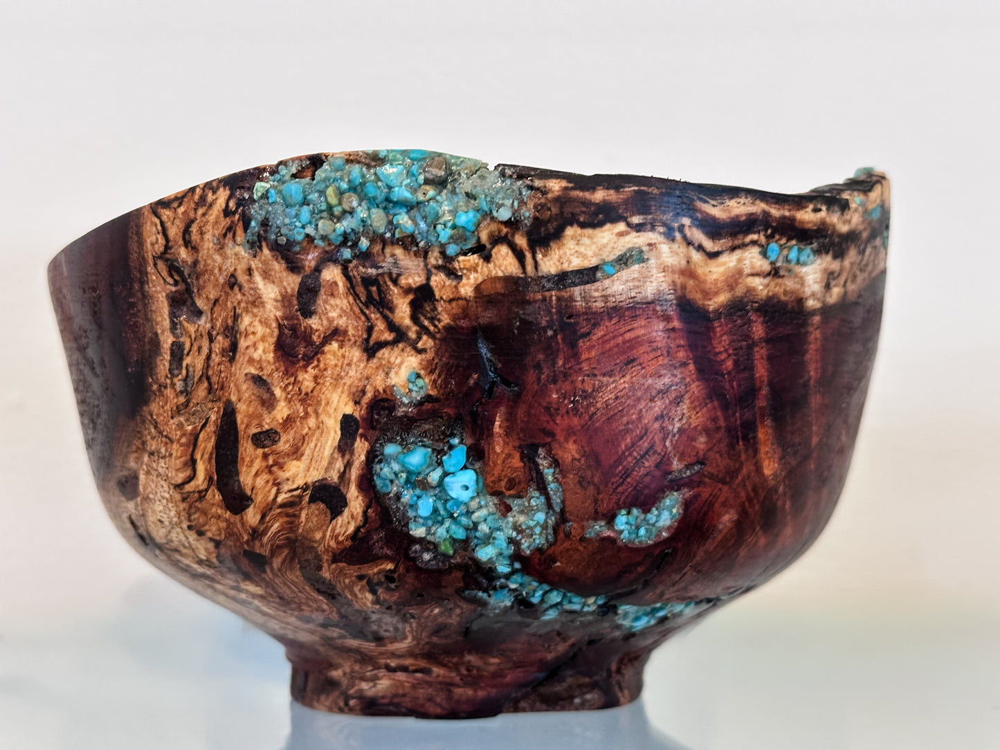 Kintsugi Inspired Koa Wood Bowl with Turquoise Inlay