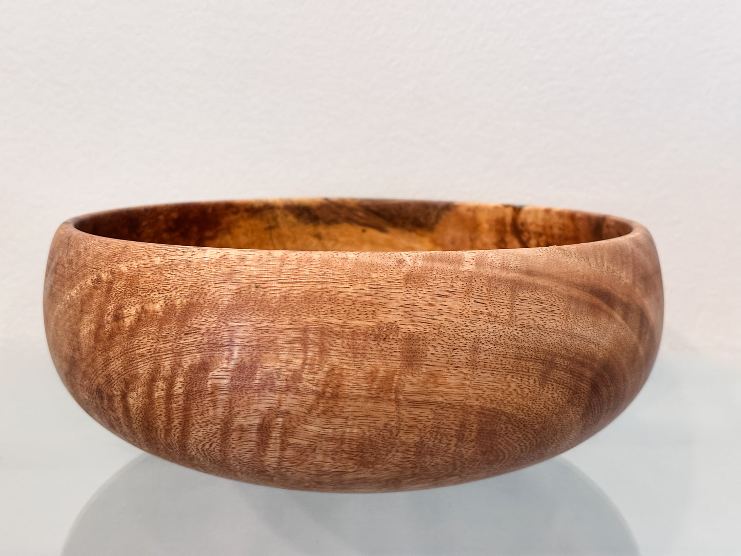 Hand-Turned Mango Wood Salad Bowl, Calabash Shape, Food Safe, Turquoise Inlay