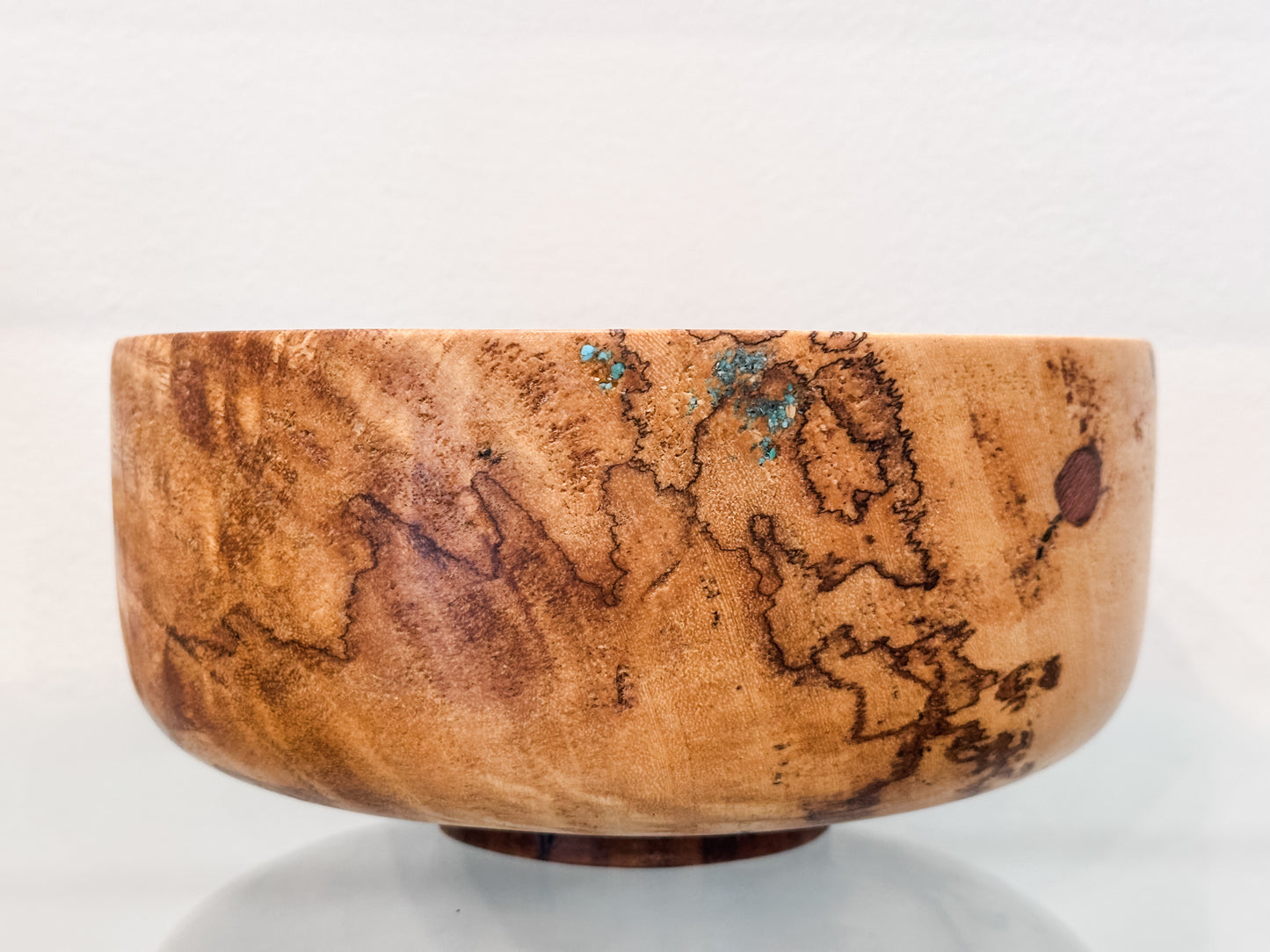 Mango Wood Bowl, Handmade, with Turquoise Inlay, Food Safe