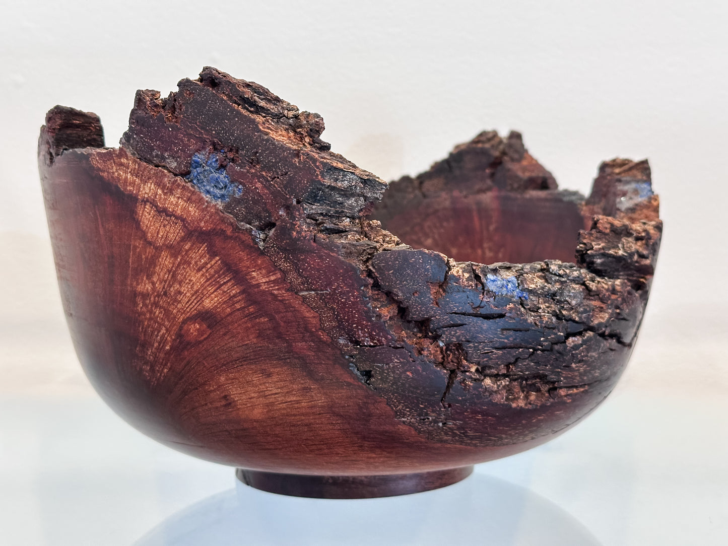 Natural Edge Ironwood Bowl, Handmade in Hawaii, with Lapis Lazuli Inlay