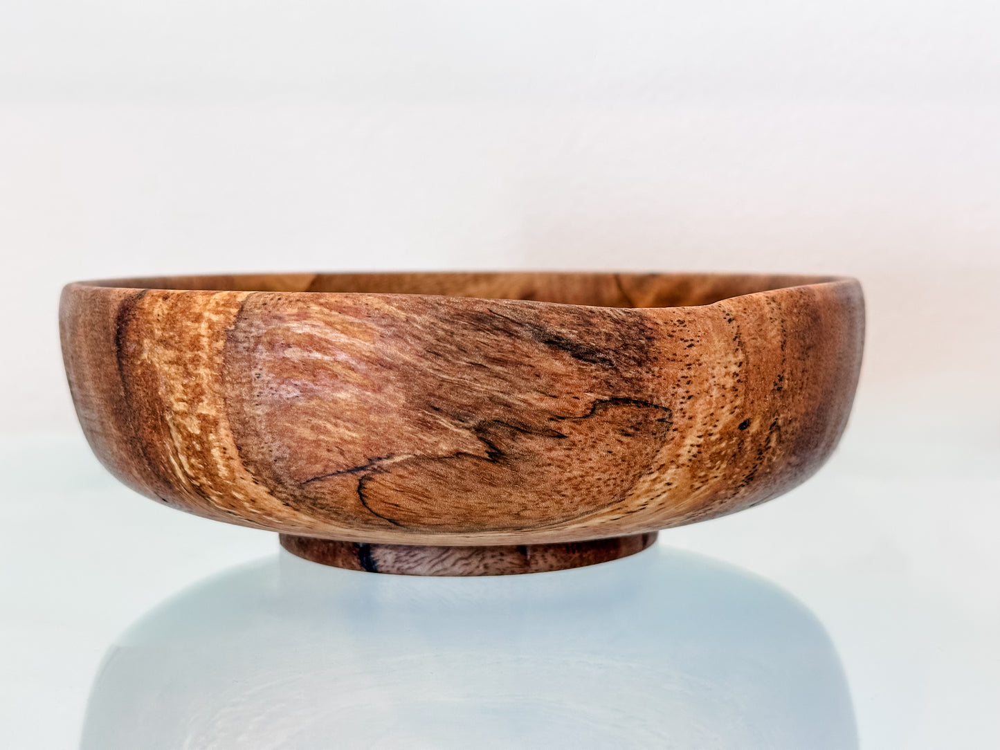 Hand-turned Mango Wood Bowl, Food Safe, Organic Finishes, Turquoise Inlay