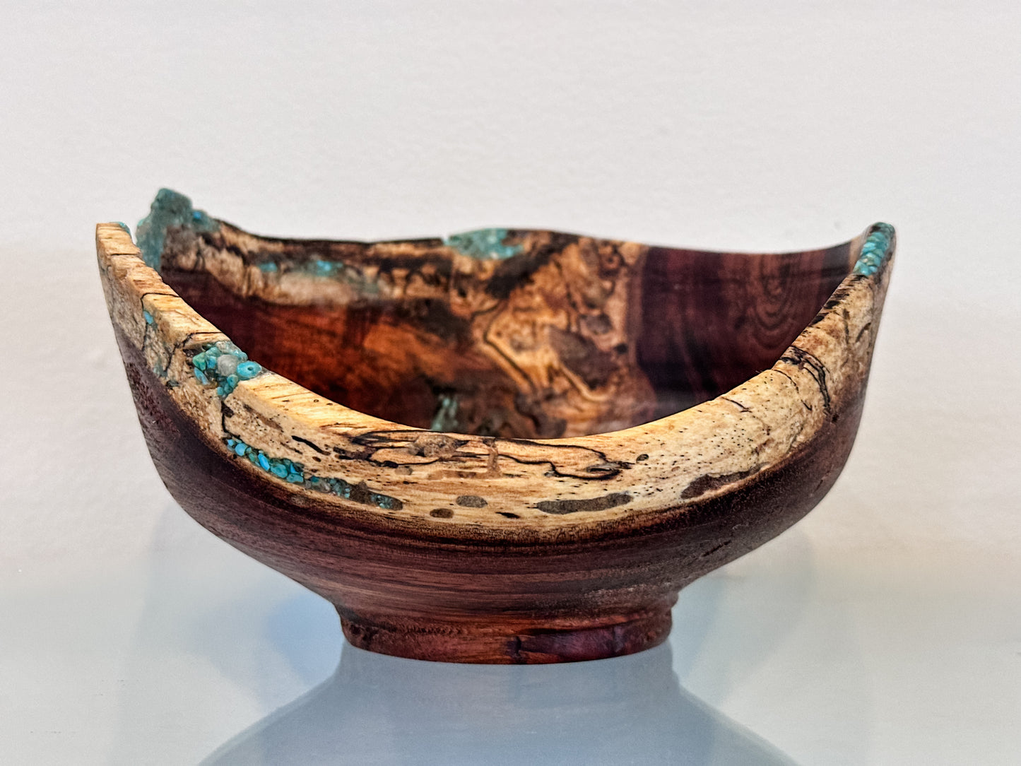 Kintsugi Inspired Koa Wood Bowl with Turquoise Inlay