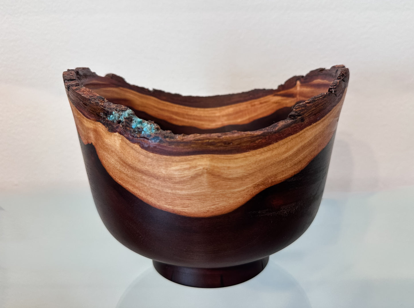 Natural Edge Artisanal Milo Wood Bowl, Handmade in Hawaii by Bowl Turner Llosh Winne