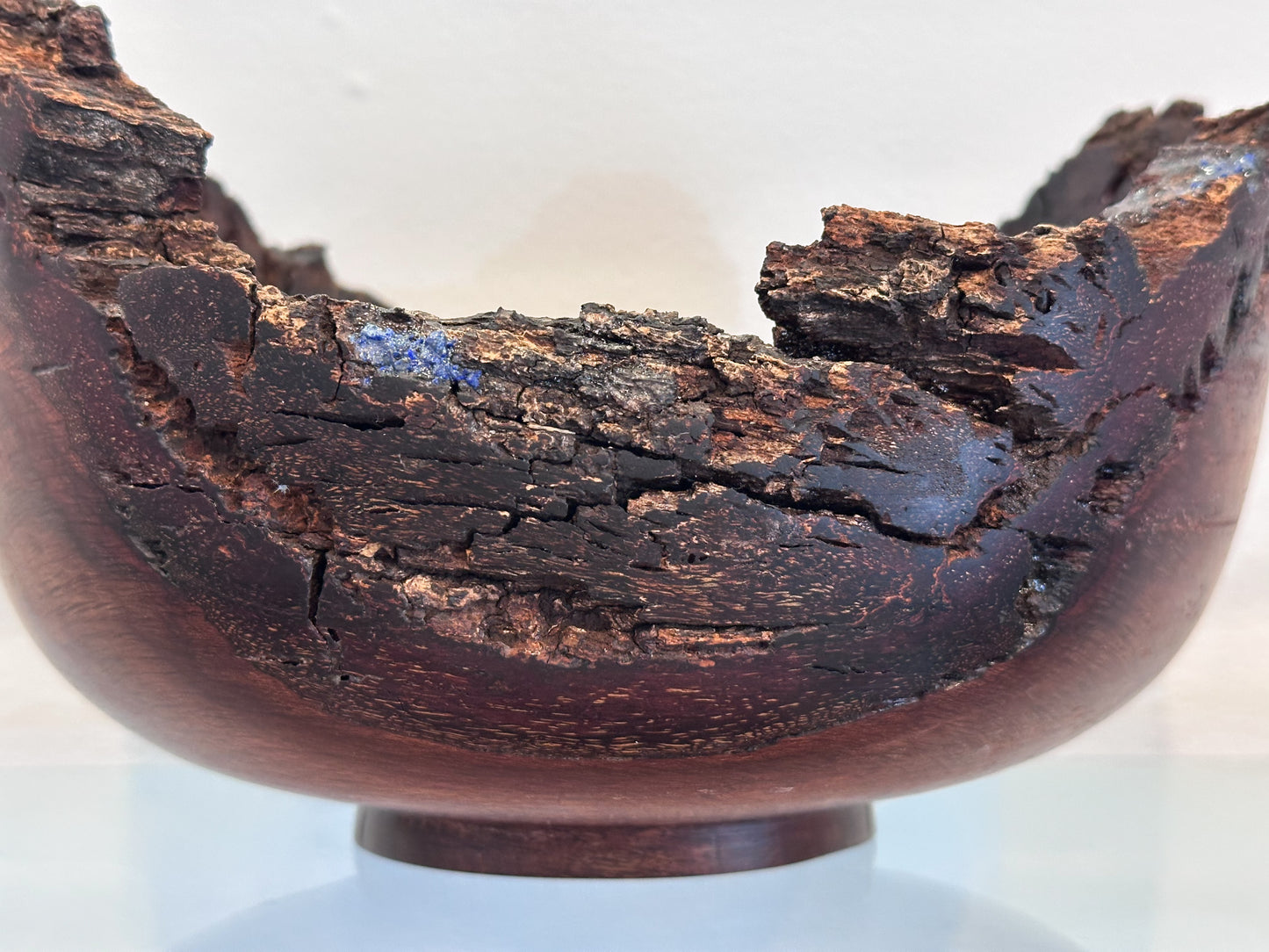 Natural Edge Ironwood Bowl, Handmade in Hawaii, with Lapis Lazuli Inlay