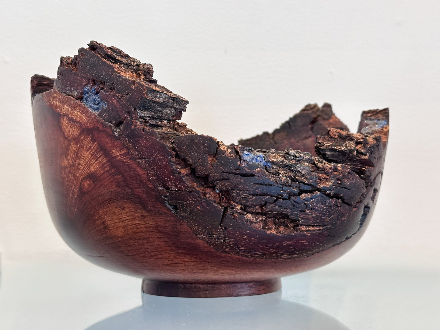 Natural Edge Ironwood Bowl, Handmade in Hawaii, with Lapis Lazuli Inlay