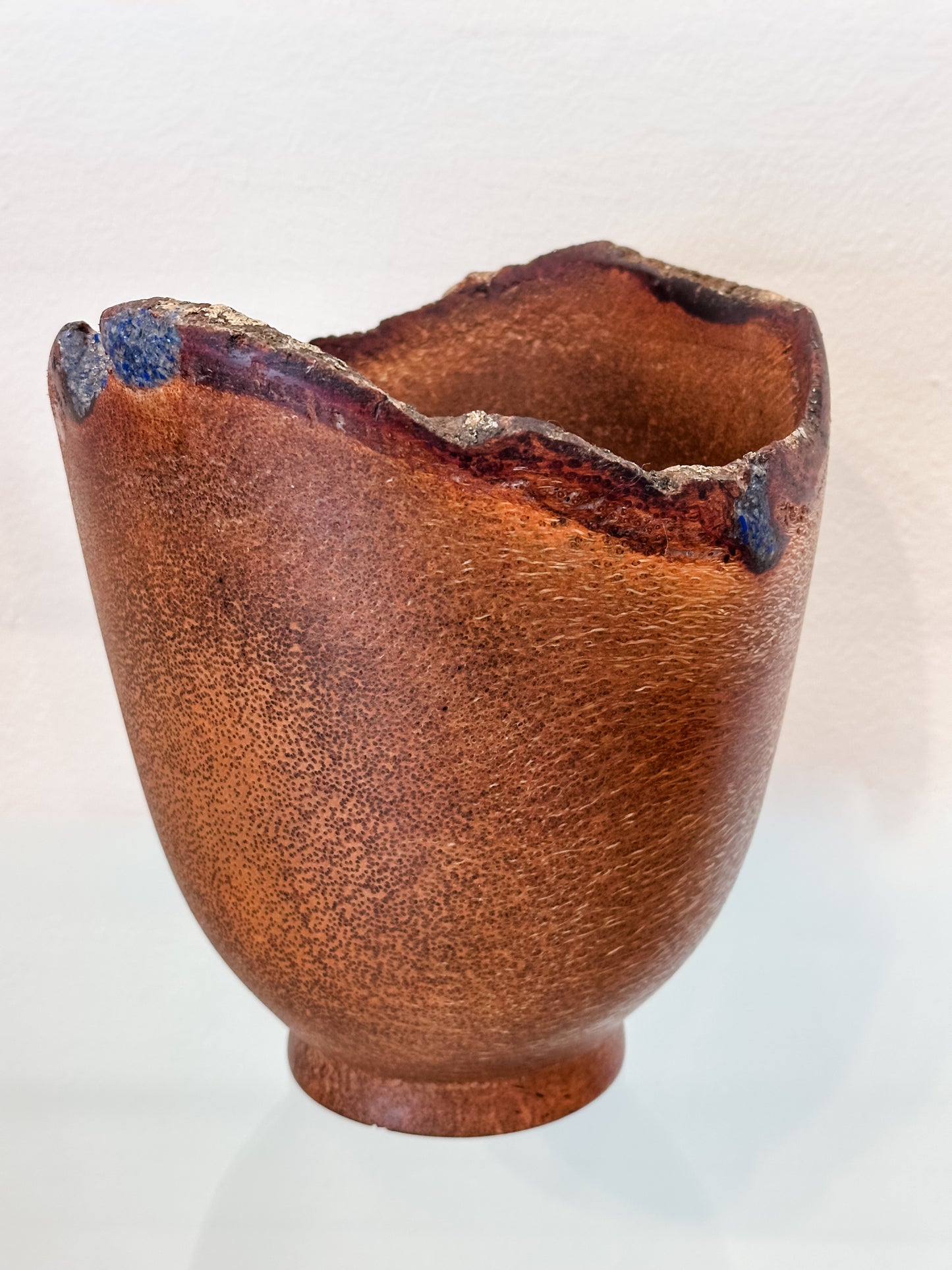 Coconut Wood Bowl, Bark Inclusion with Lapis Lazuli Inlay, Handmade in Hawaii, Decorative Wood Bowl