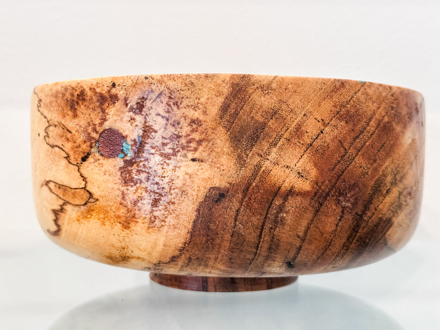 Mango Wood Bowl, Handmade, with Turquoise Inlay, Food Safe