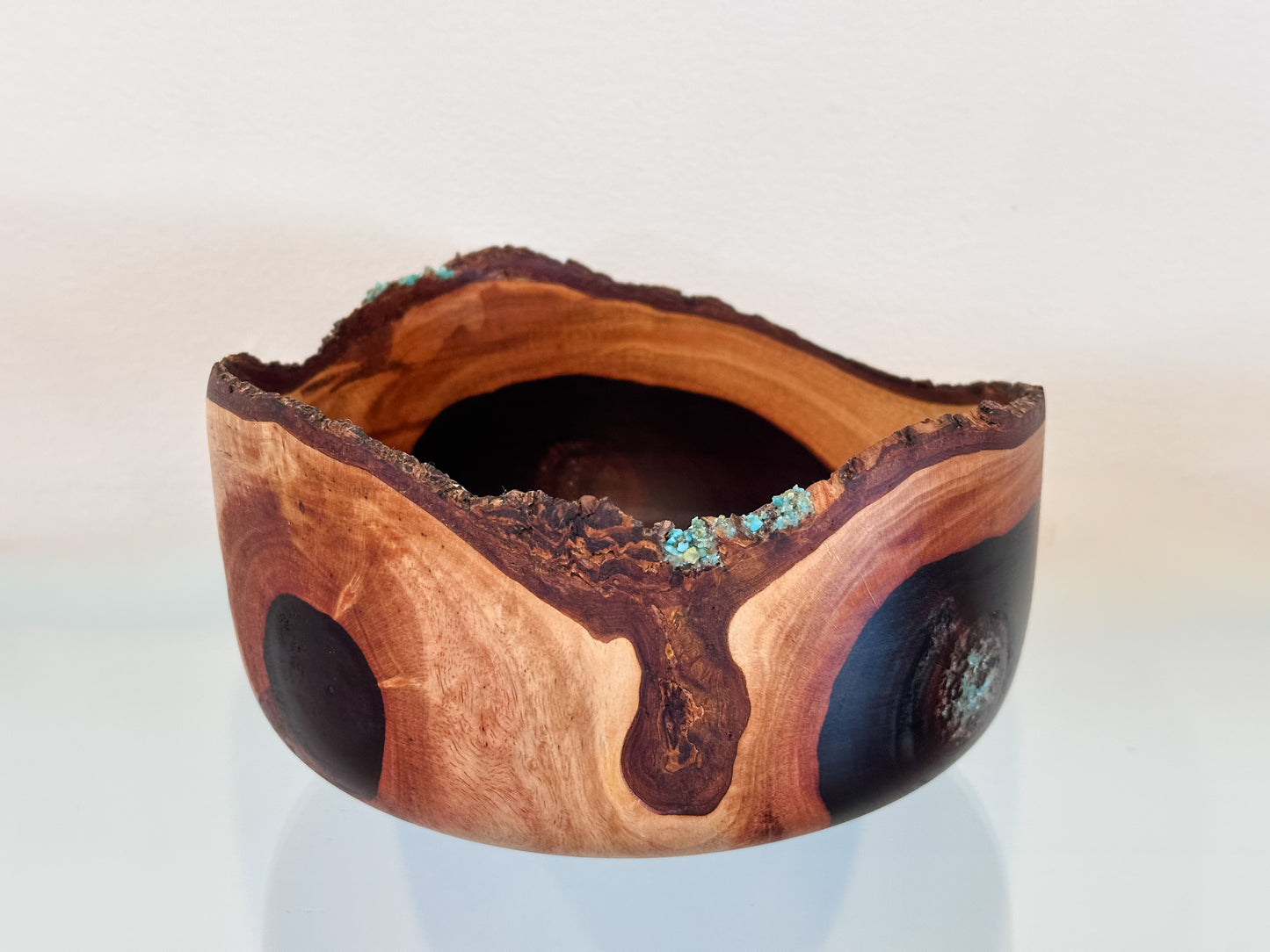 Natural Edge Artisanal Milo Wood Bowl, Handmade in Hawaii