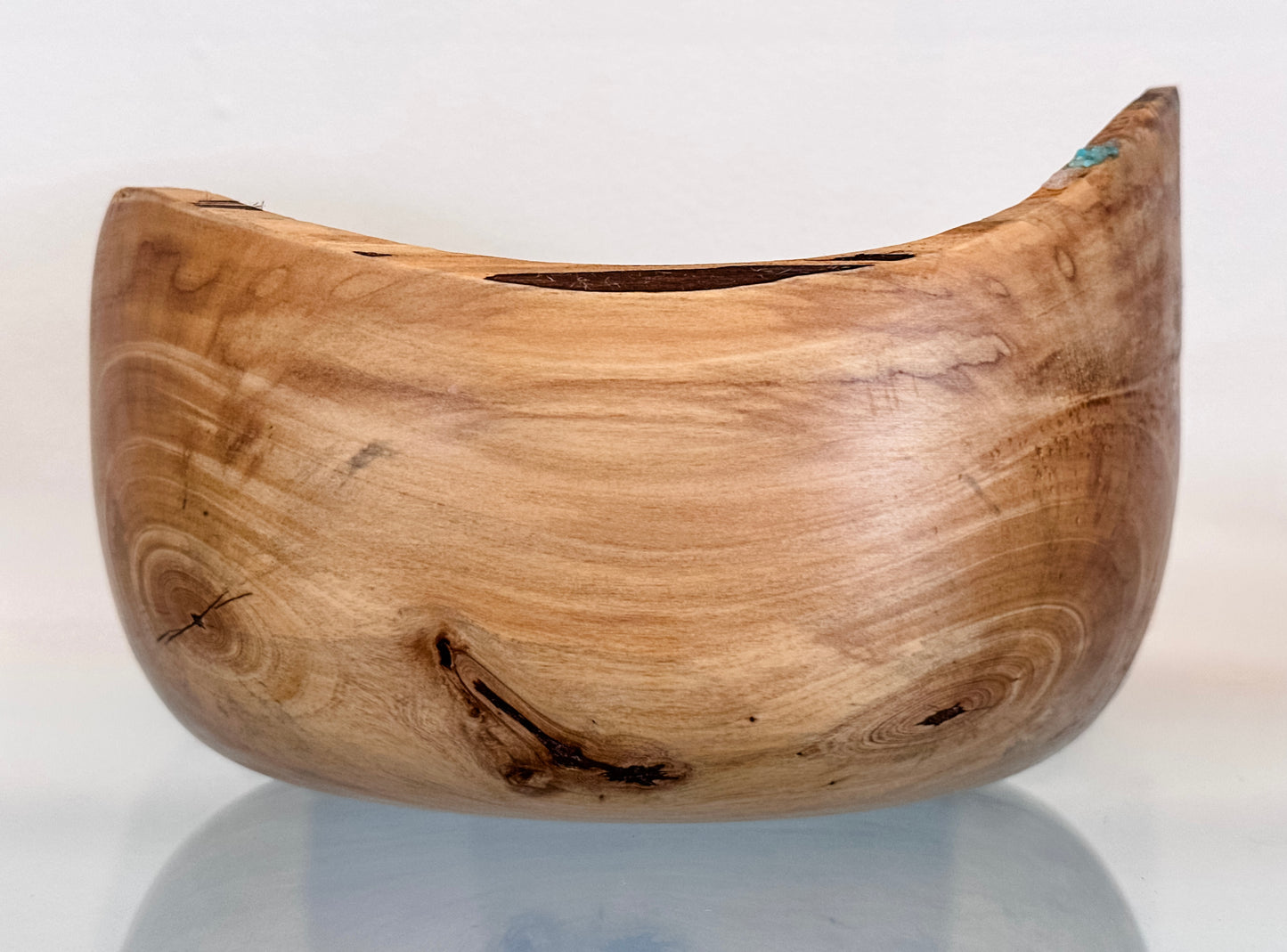 Handmade Hawaiian Podocarpus Wood Bowl with Kintsugi-Inspired Turquoise Inlay