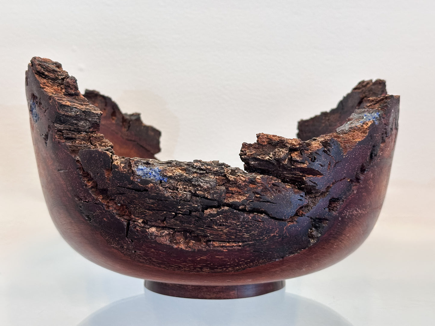 Natural Edge Ironwood Bowl, Handmade in Hawaii, with Lapis Lazuli Inlay