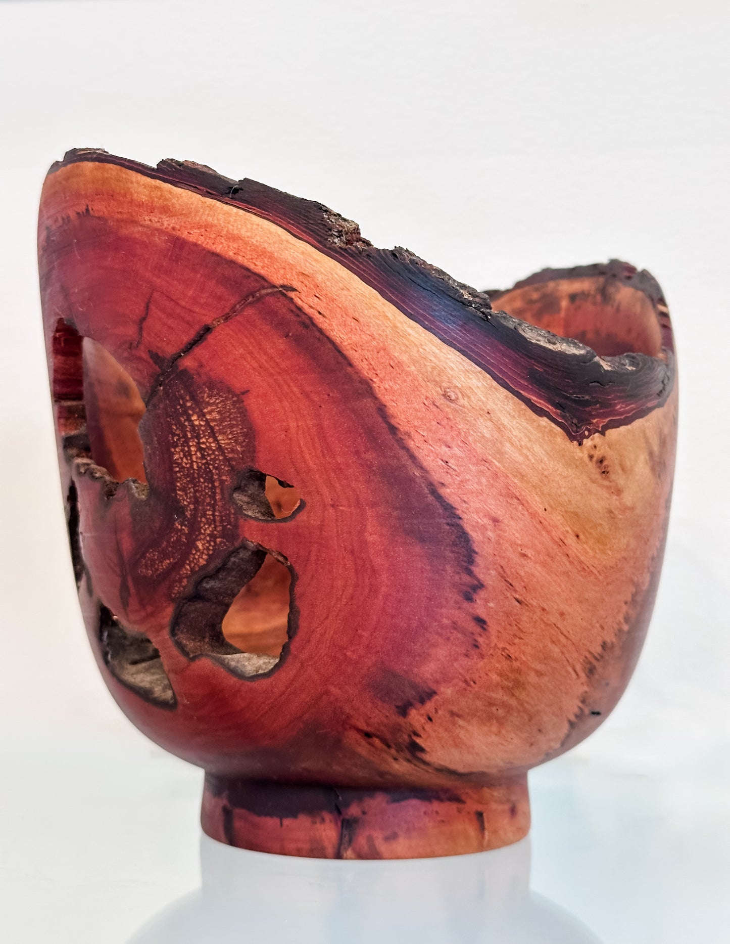 Natural Edge Christmas Berry Decorative Wood Bowl