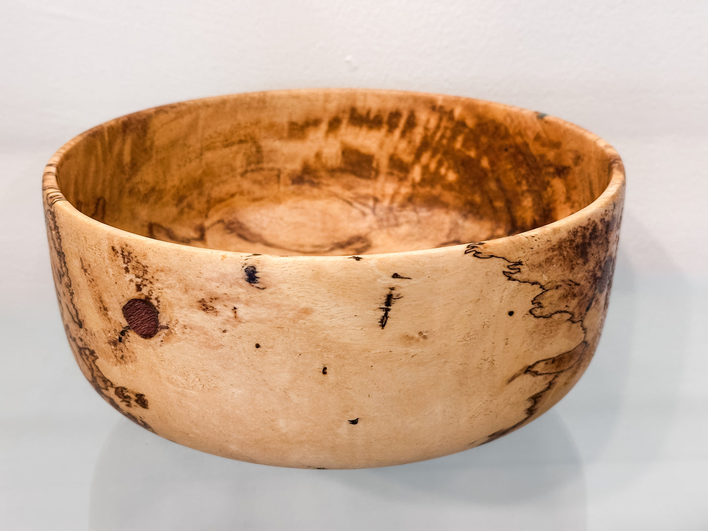 Mango Wood Bowl, Handmade, with Turquoise Inlay, Food Safe
