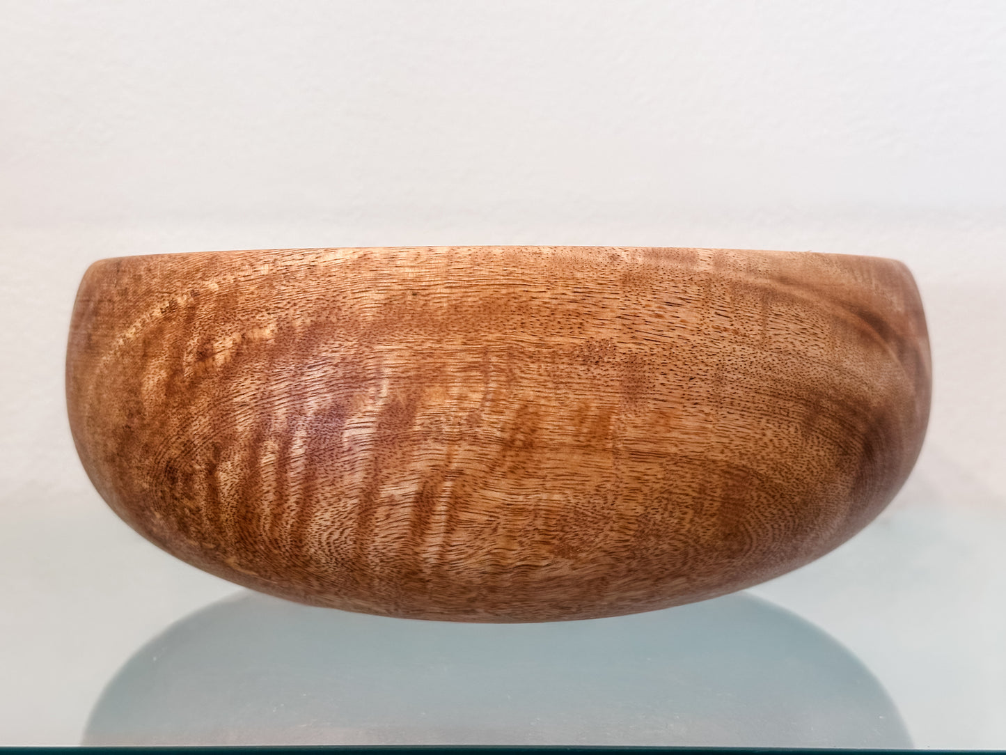 Hand-Turned Mango Wood Salad Bowl, Calabash Shape, Food Safe, Turquoise Inlay