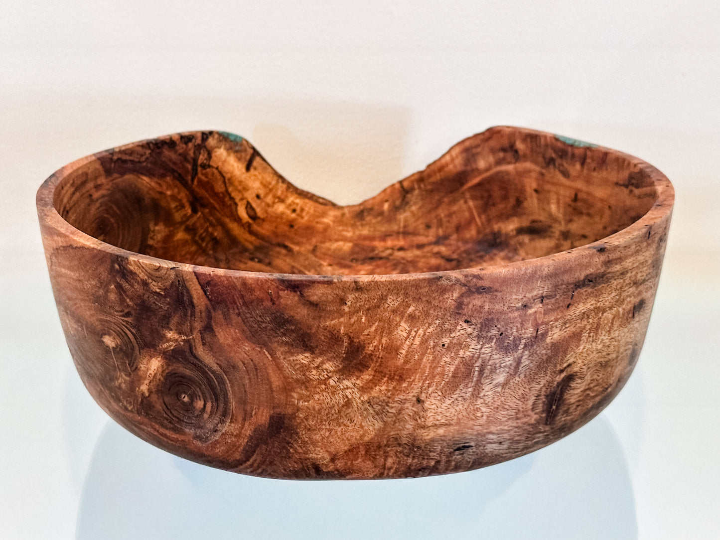 Large Handmade Mango Wood Bowl with Turquoise Inlay, Food Safe