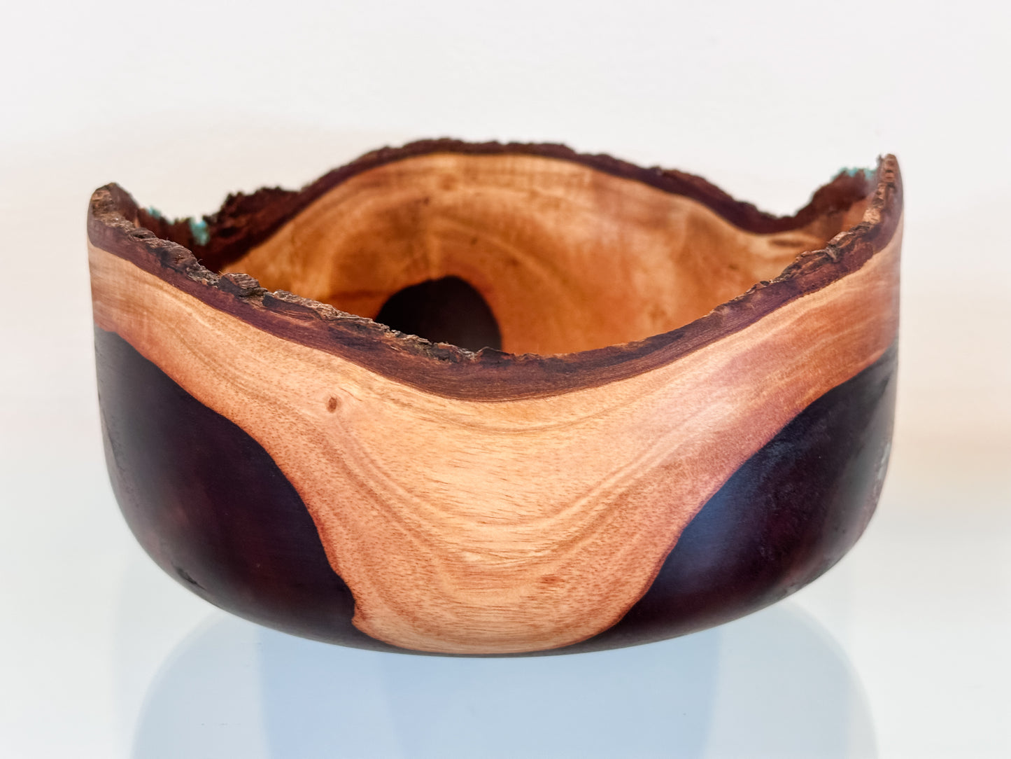Natural Edge Artisanal Milo Wood Bowl, Handmade in Hawaii