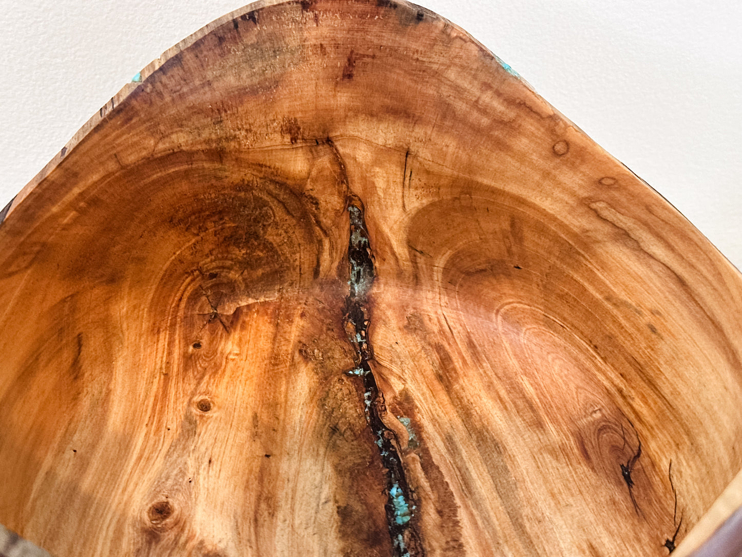 Handmade Hawaiian Podocarpus Wood Bowl with Kintsugi-Inspired Turquoise Inlay